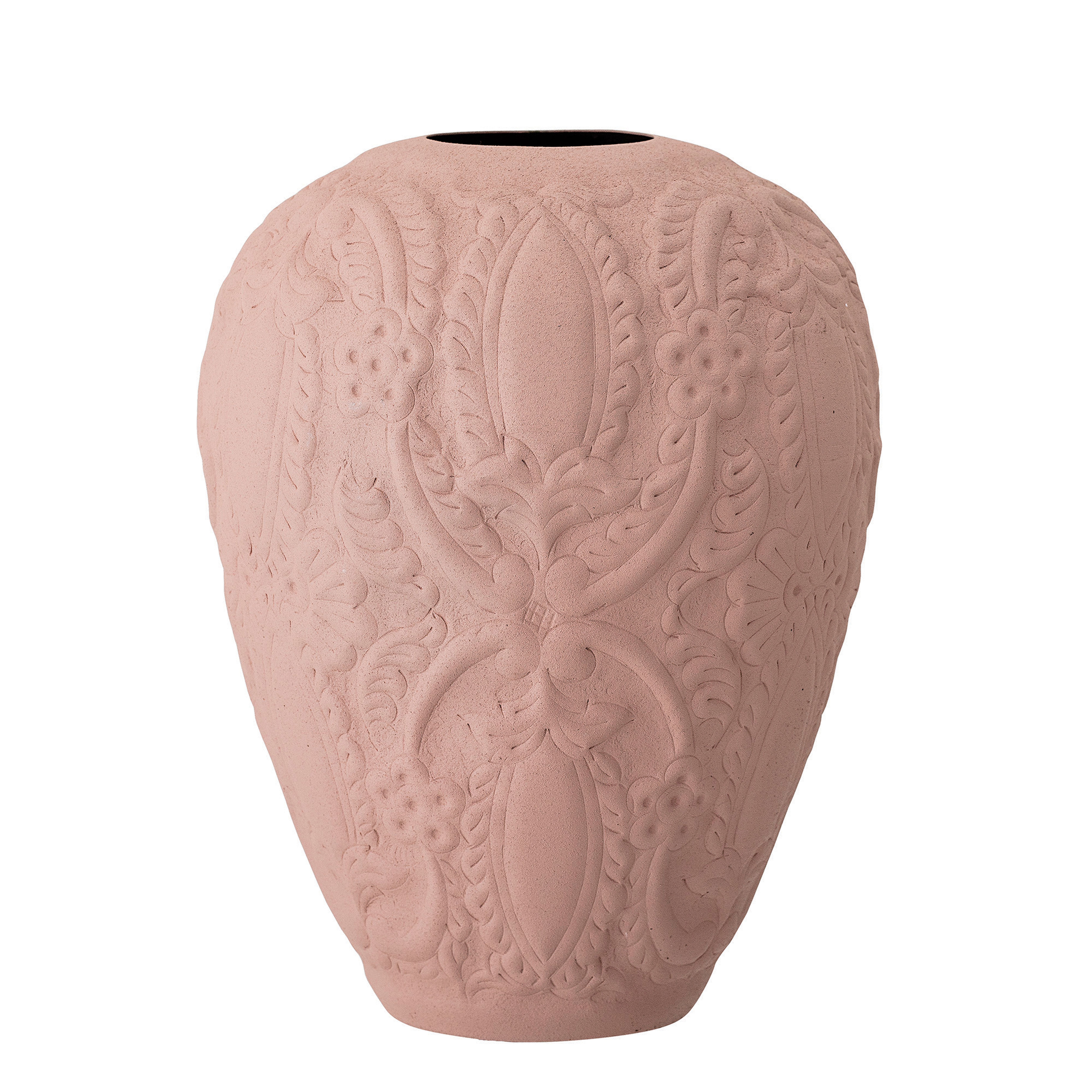 Maliah Embossed Matte Metal Vase, Pink - Roam Common