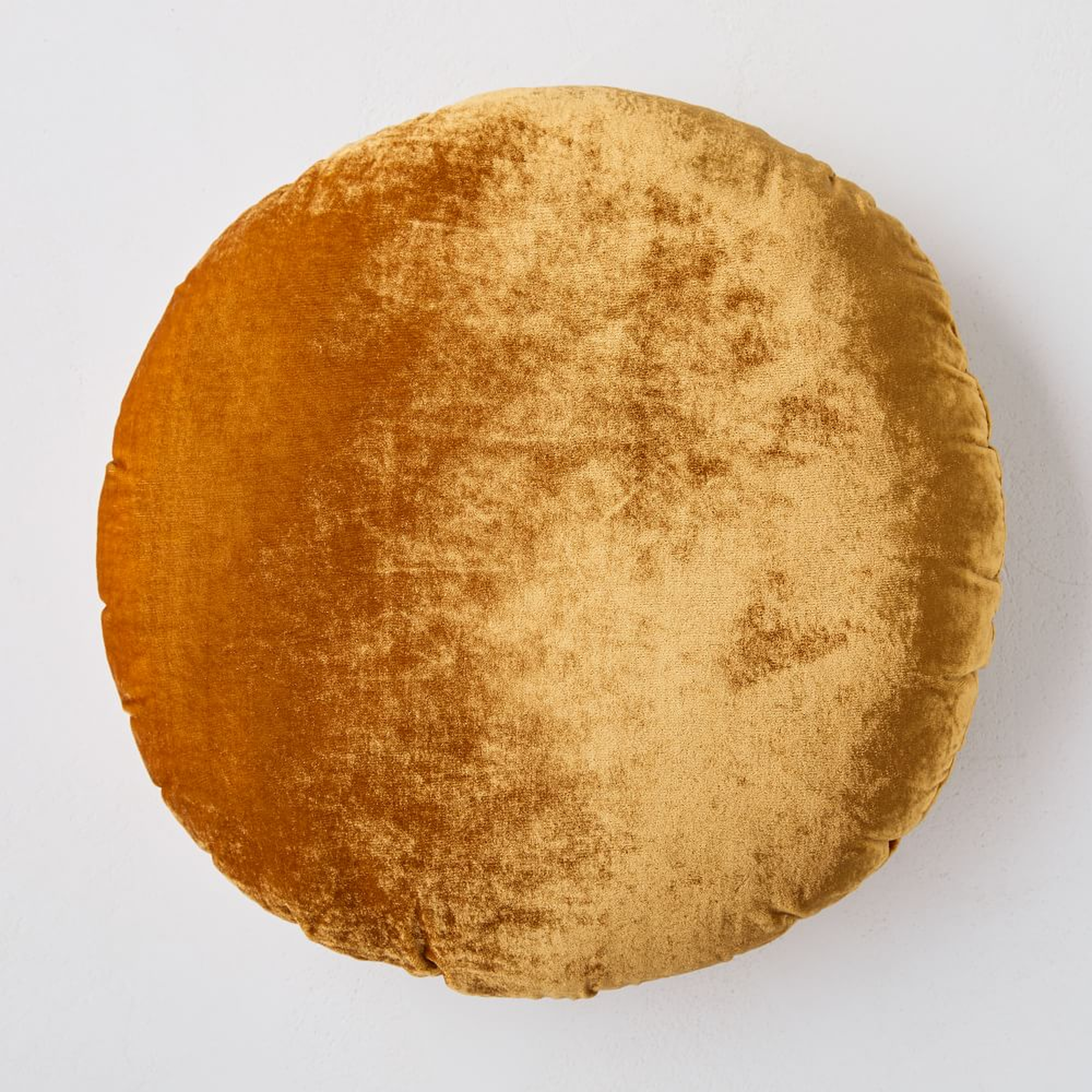 Round Lush Velvet Pillow, Golden Oak/Individual - West Elm