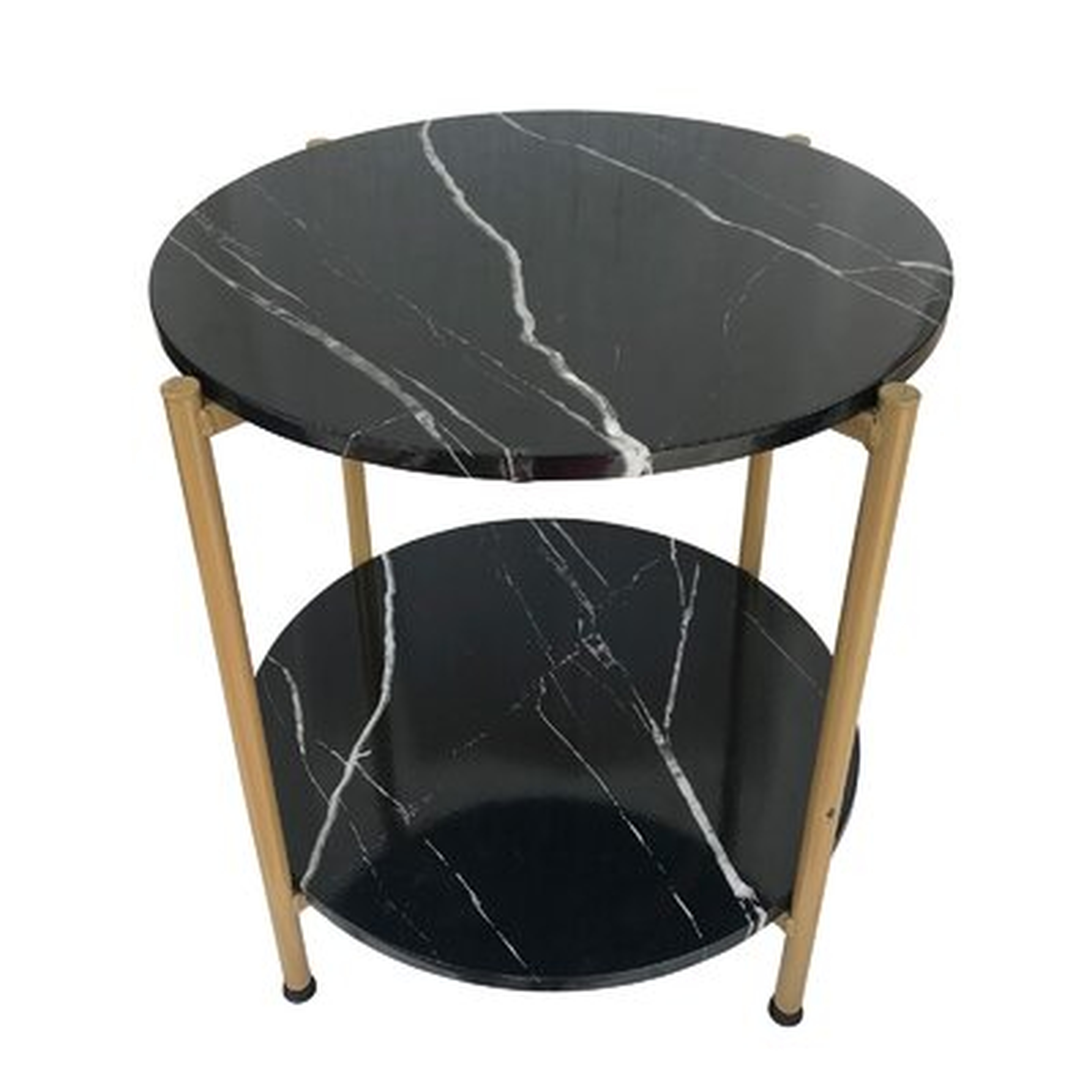 17inch Round End Table Small Table 9lbs Faux Marble Coffee Table With Gold Metal Frame For Living Room Bedroom - Wayfair