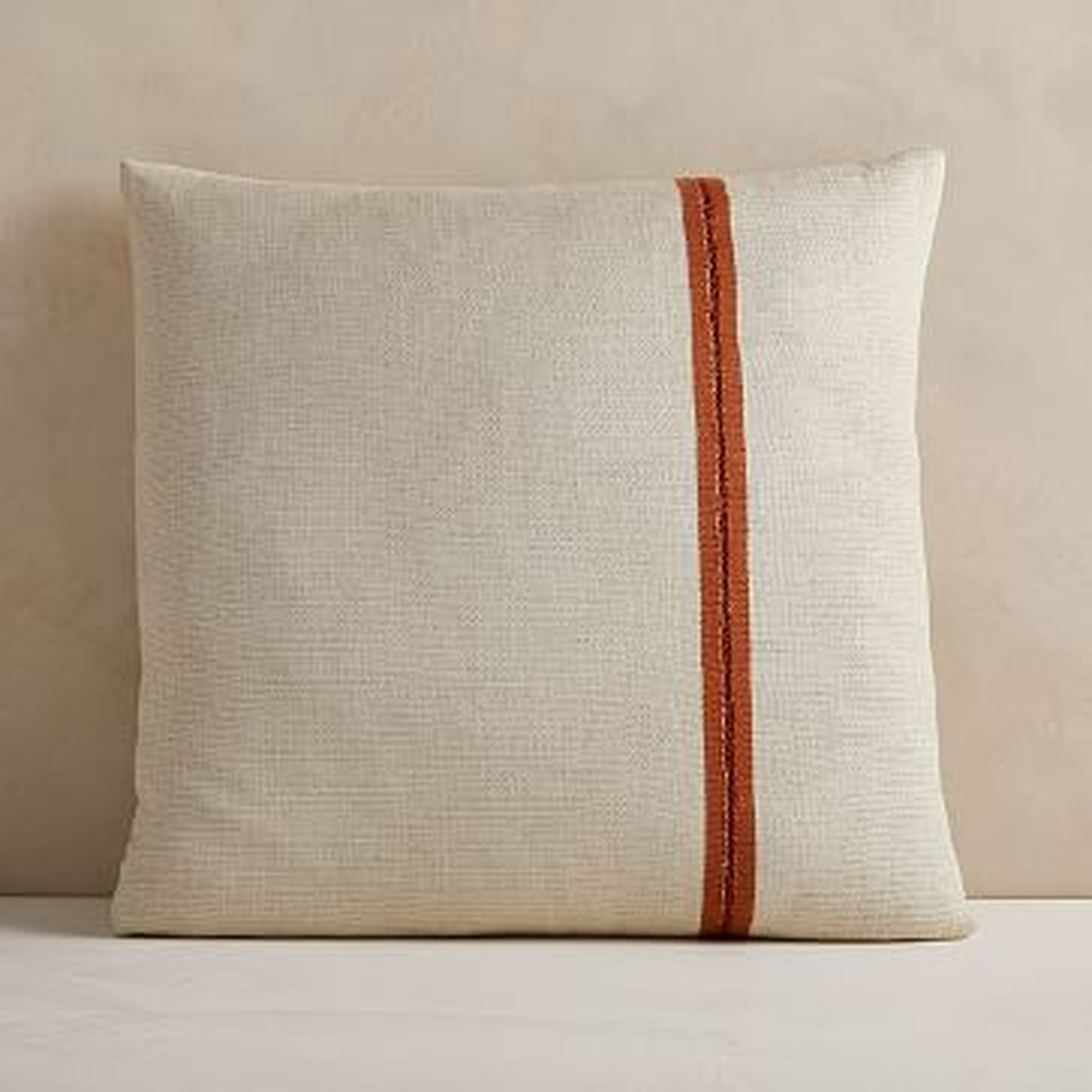 Silk Mono Stripe Pillow Cover, 24"x24", Natural - West Elm