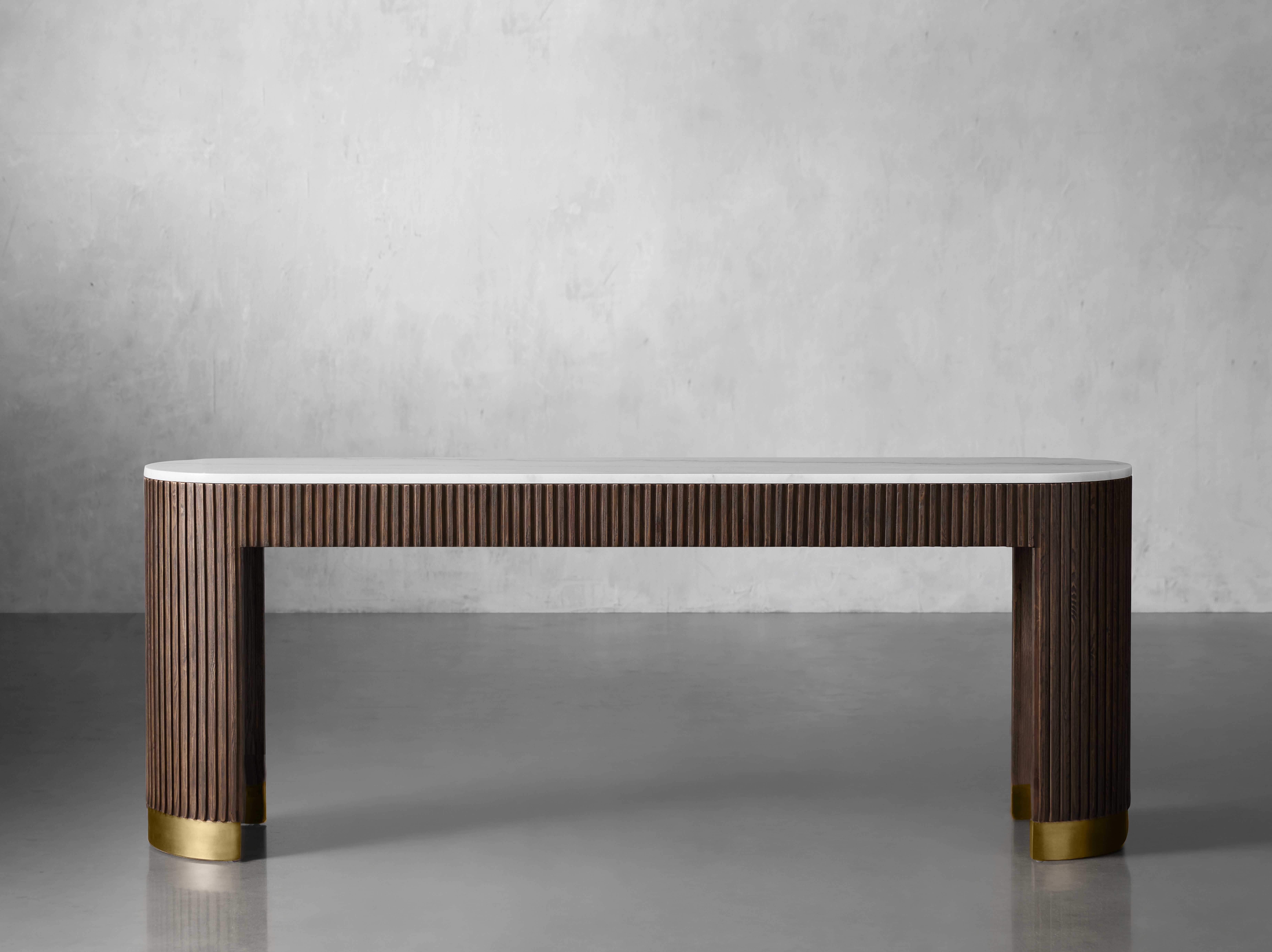 Finnley Console Table in Stone 73" Brown  Mocha/White Marble - Arhaus
