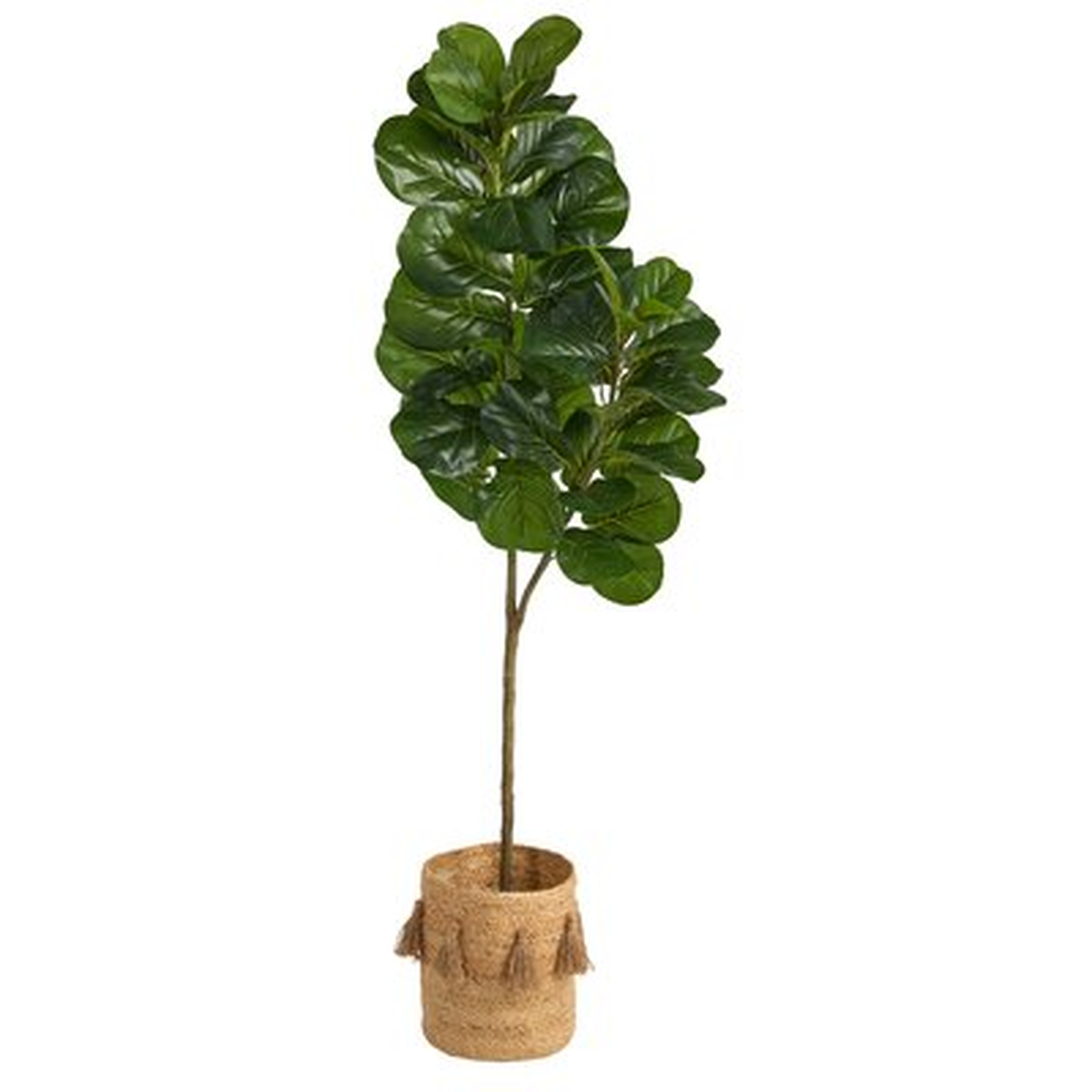 5.5Ft. Fiddle Leaf Fig Artificial Tree In Handmade Natural Jute Planter With Tassels - Wayfair