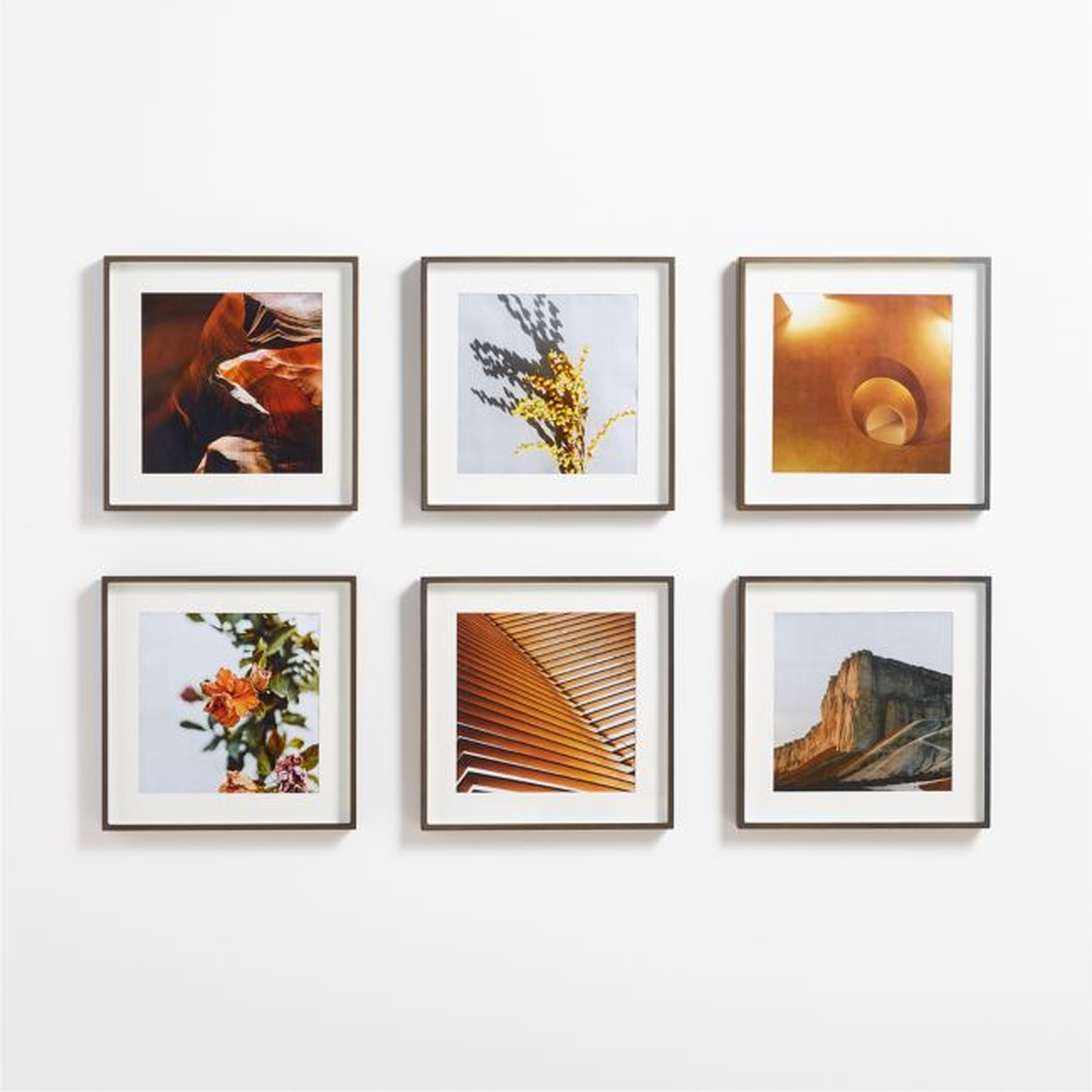 6-Piece Brushed Antique Bronze 11x11 Gallery Wall Frame Set - Crate and Barrel