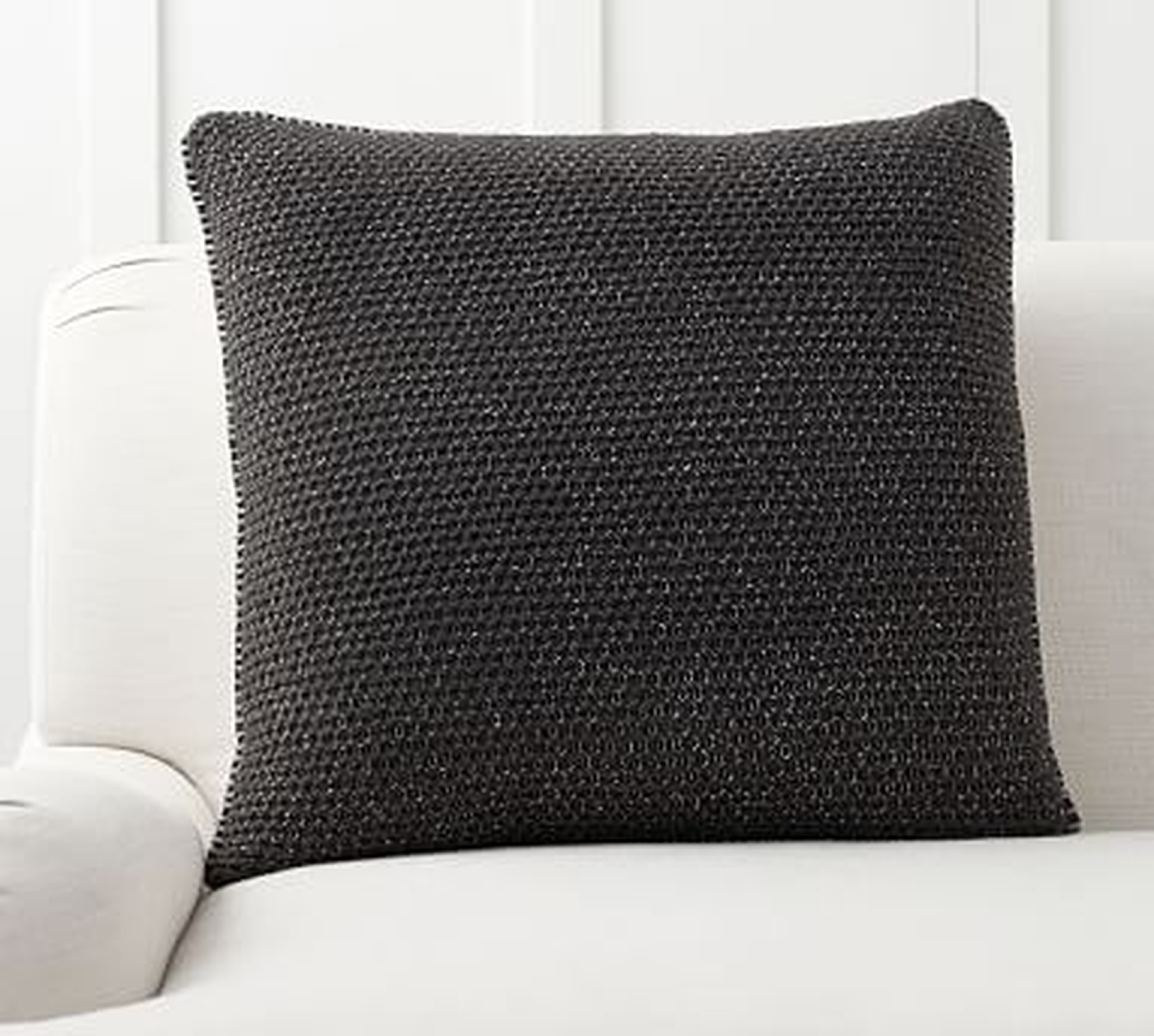 Thermal Knit Sherpa Back Pillow Cover, 24", Heathered Charcoal - Pottery Barn