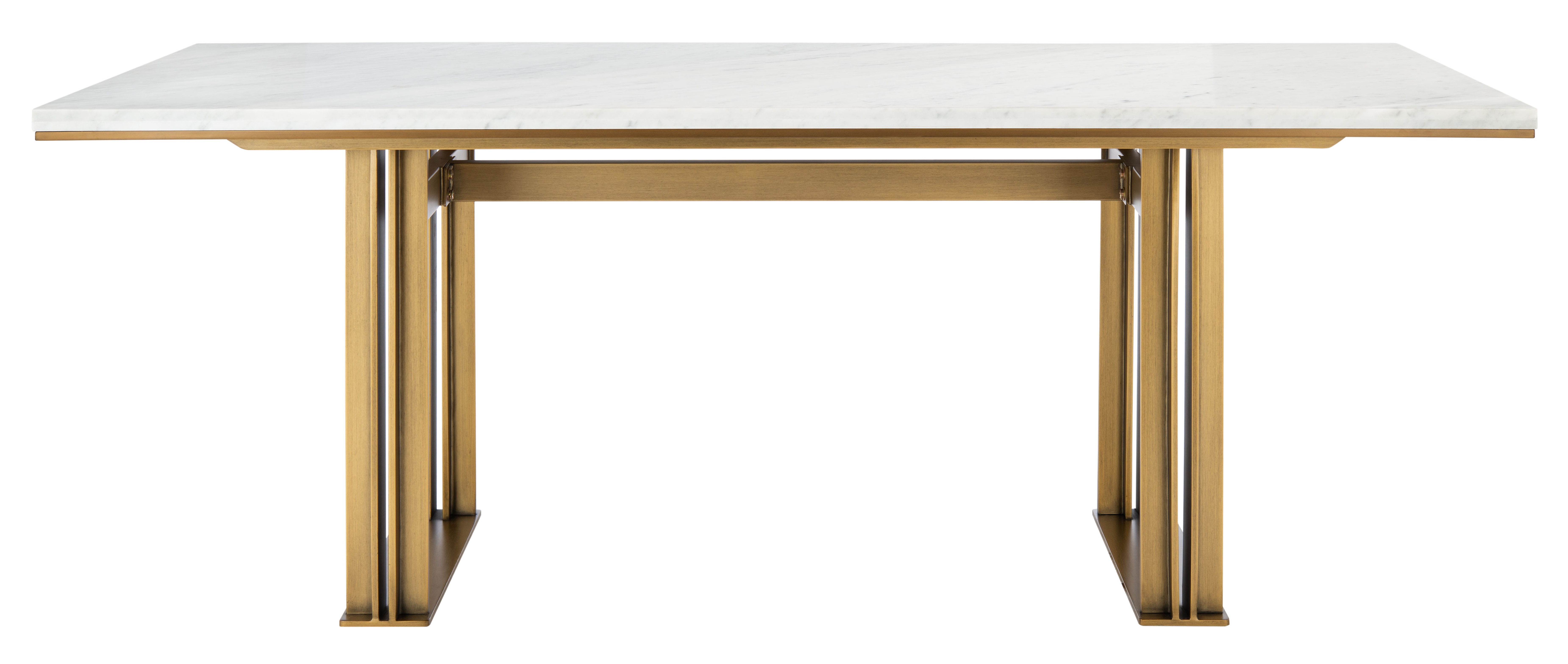 Azalea Marble Rectangle Dining Table  - White/Antique Brass - Safavieh - Safavieh