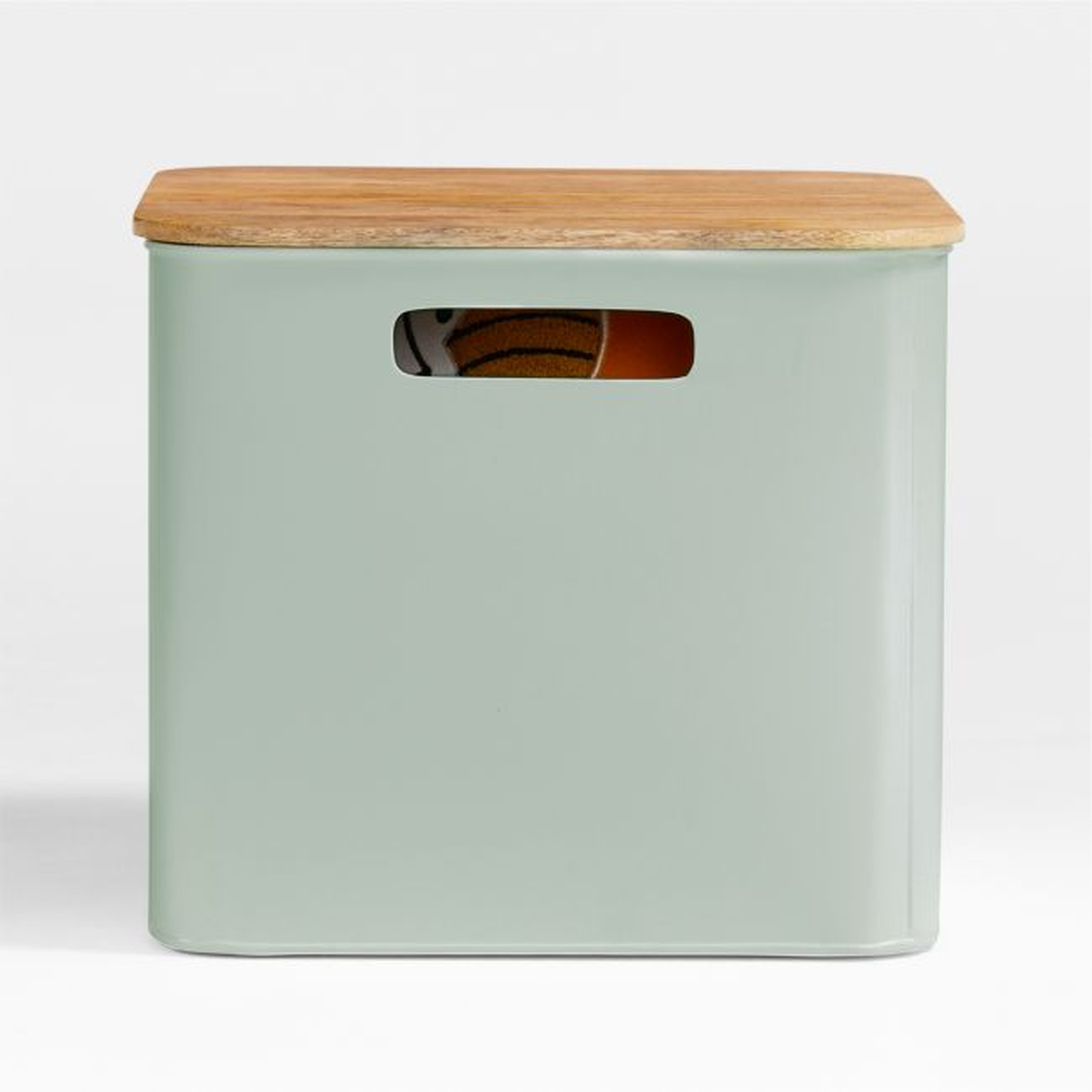 Outline Sage Large Metal Floor Storage Bin with Wood Lid - Crate & Kids