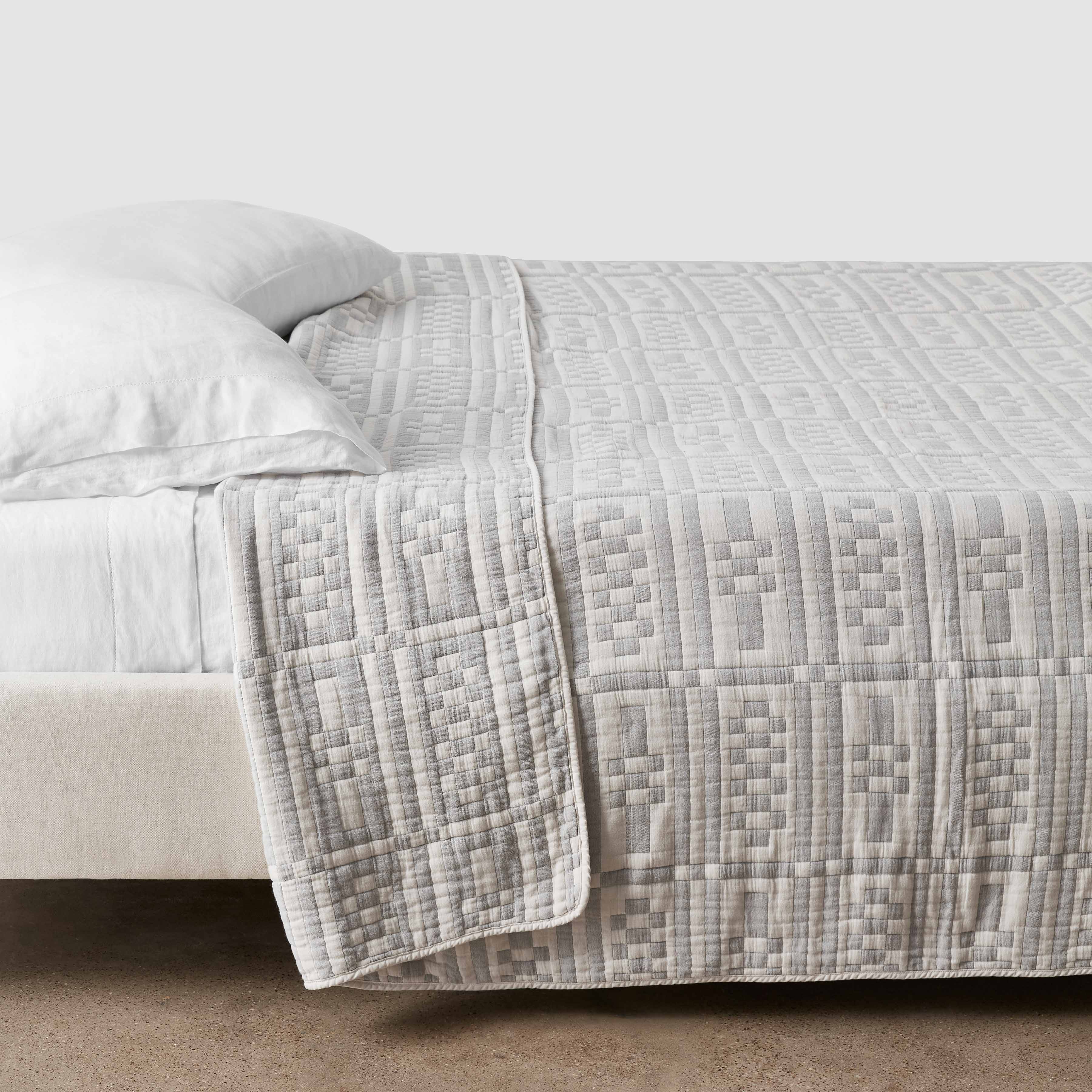 The Citizenry Alegria Organic Cotton Quilted Bed Blanket | Full/Queen | Blanket Only | Stone Blue - The Citizenry