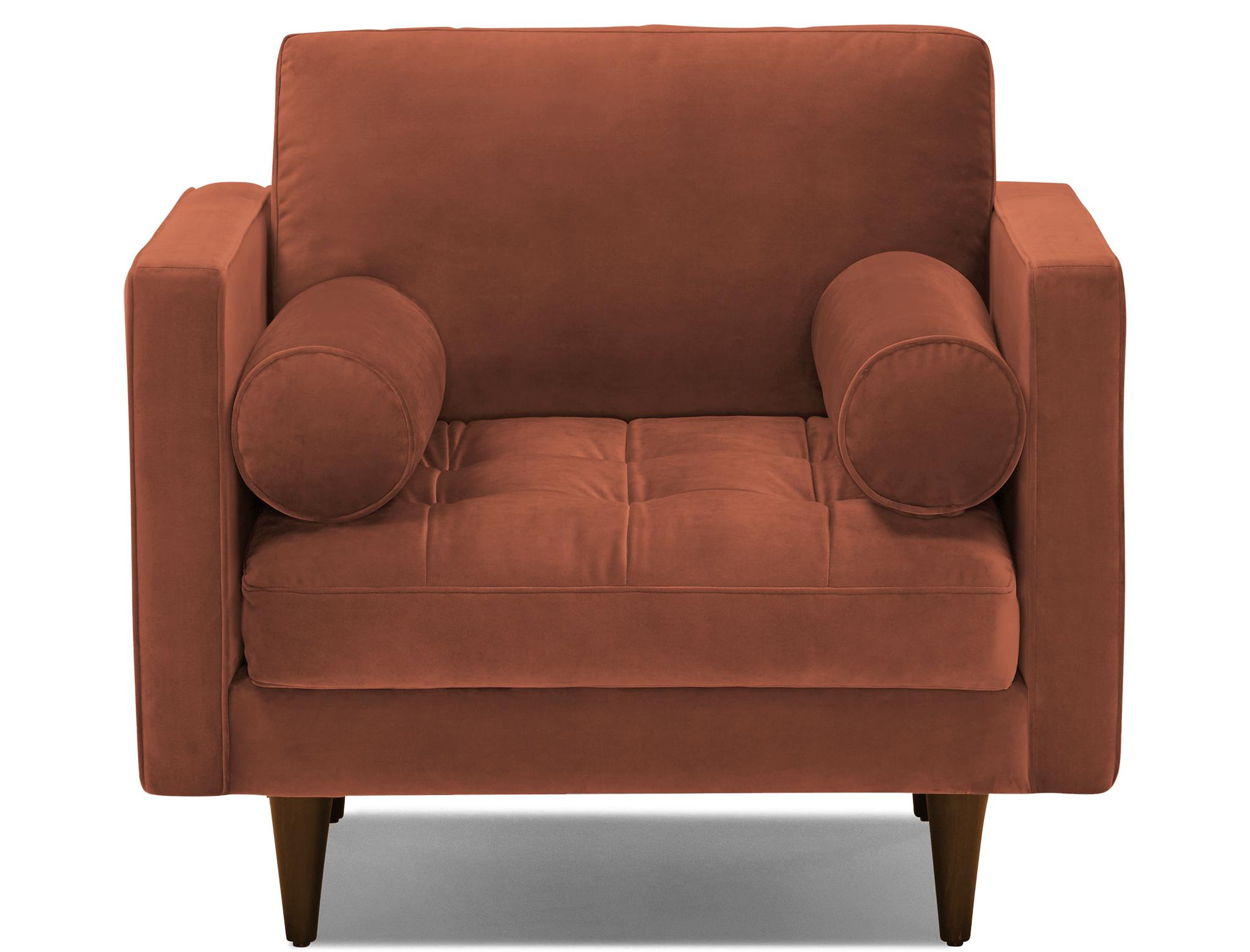 Orange Briar Mid Century Modern Chair - Sorrento Coral  - Mocha - Joybird