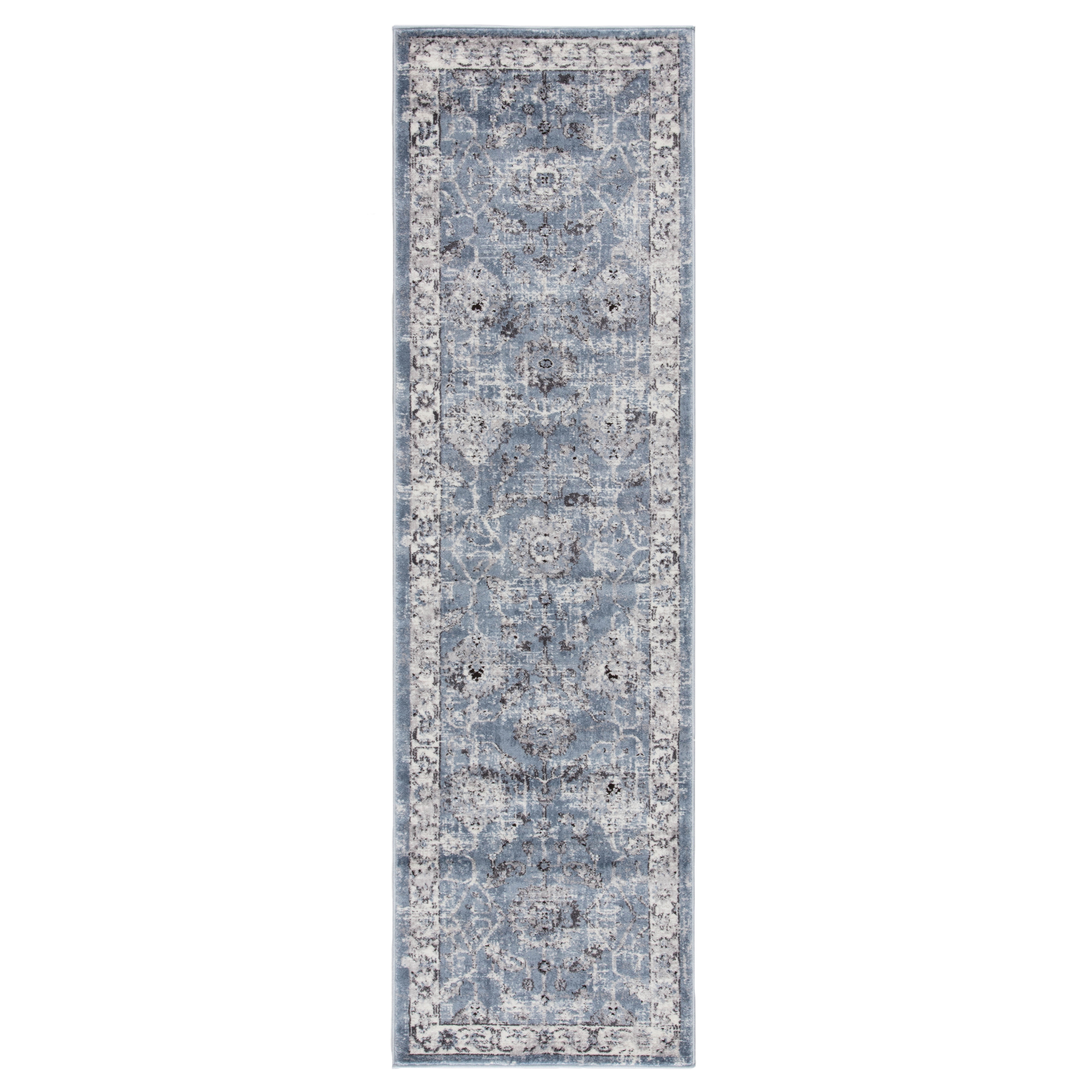 Nashira Oriental Blue/ White Runner Rug (2'3"X8') - Collective Weavers