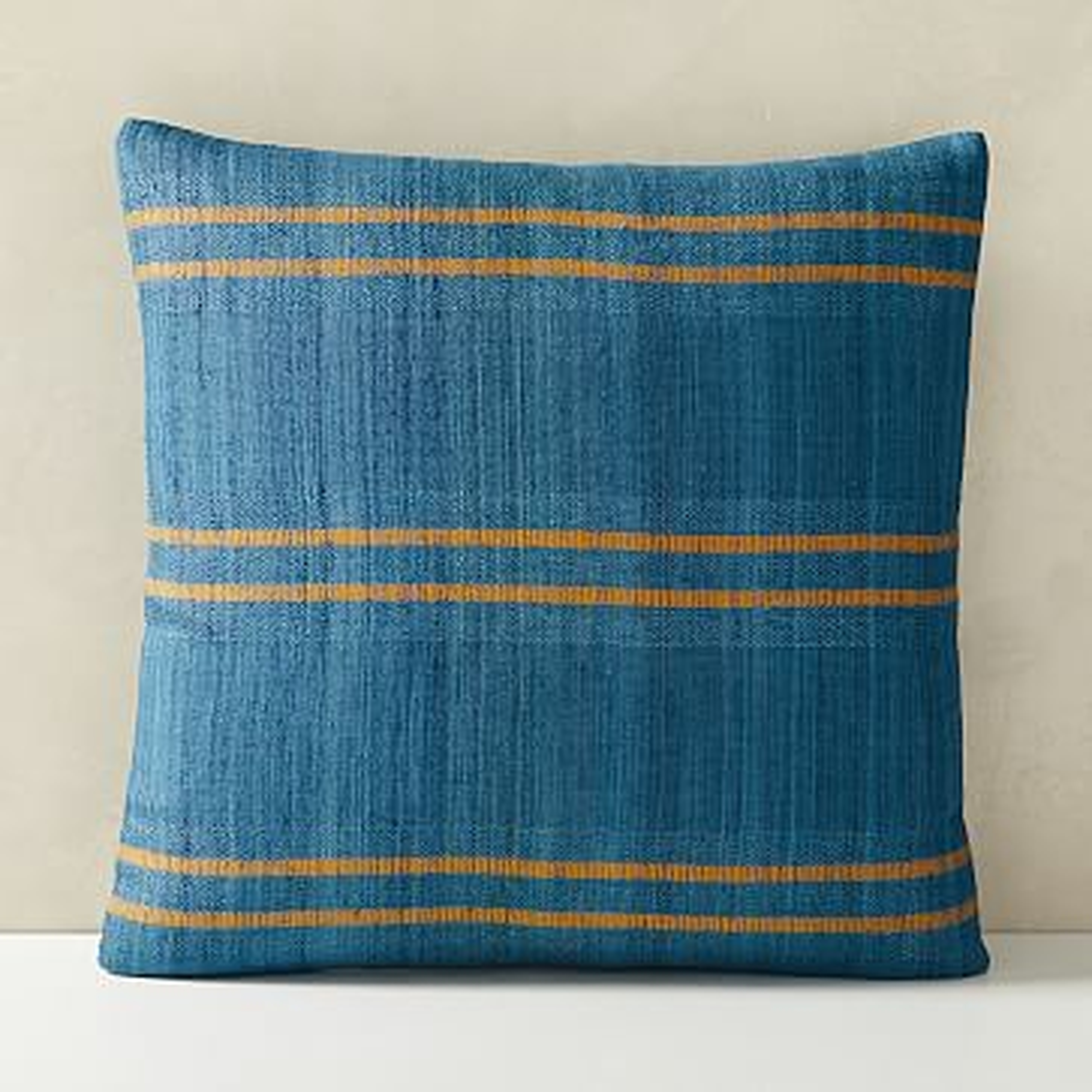Silk Stripes Pillow Cover, 20"x20", Shadow Blue - West Elm