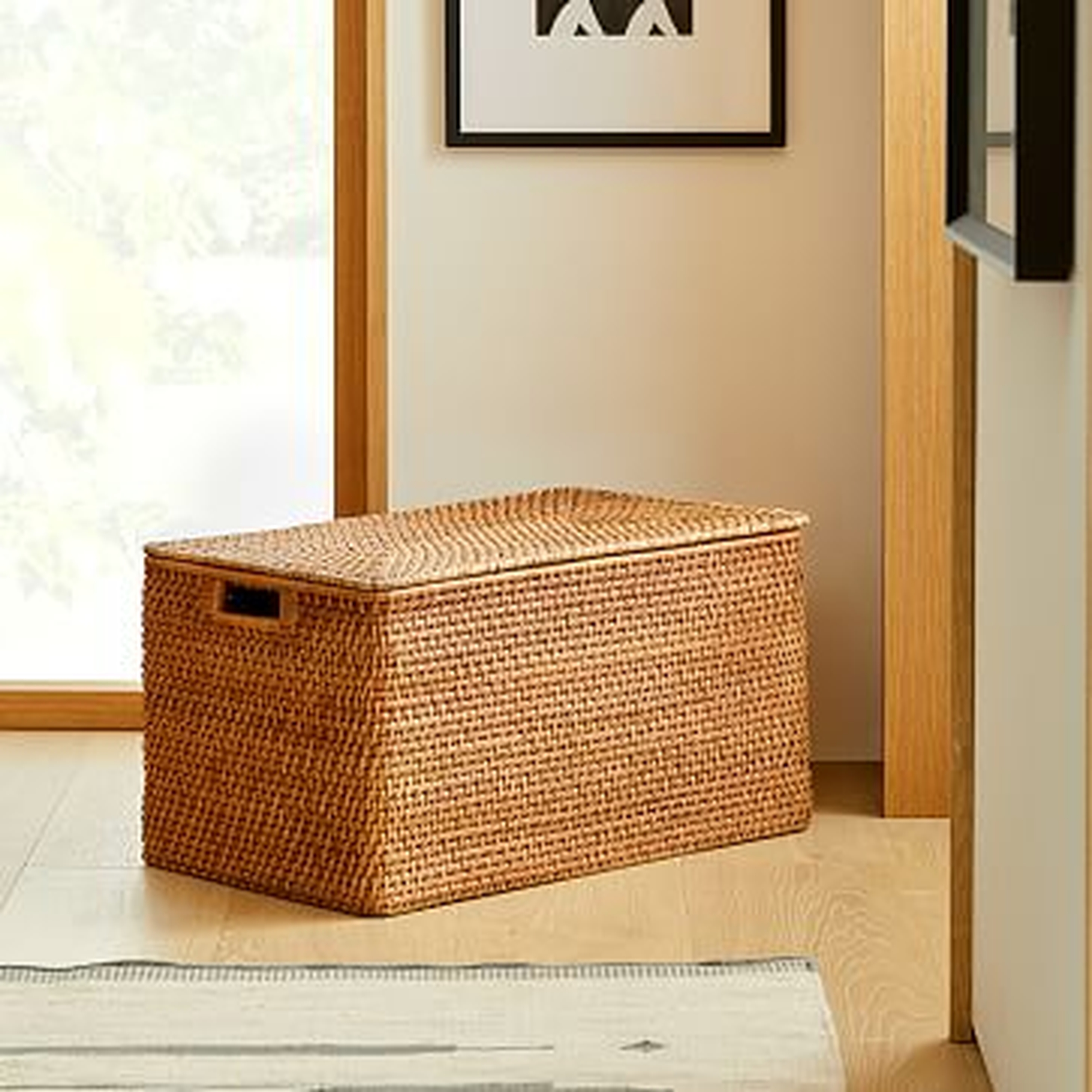 Modern Weave Lidded Storage Basket, Natural - West Elm