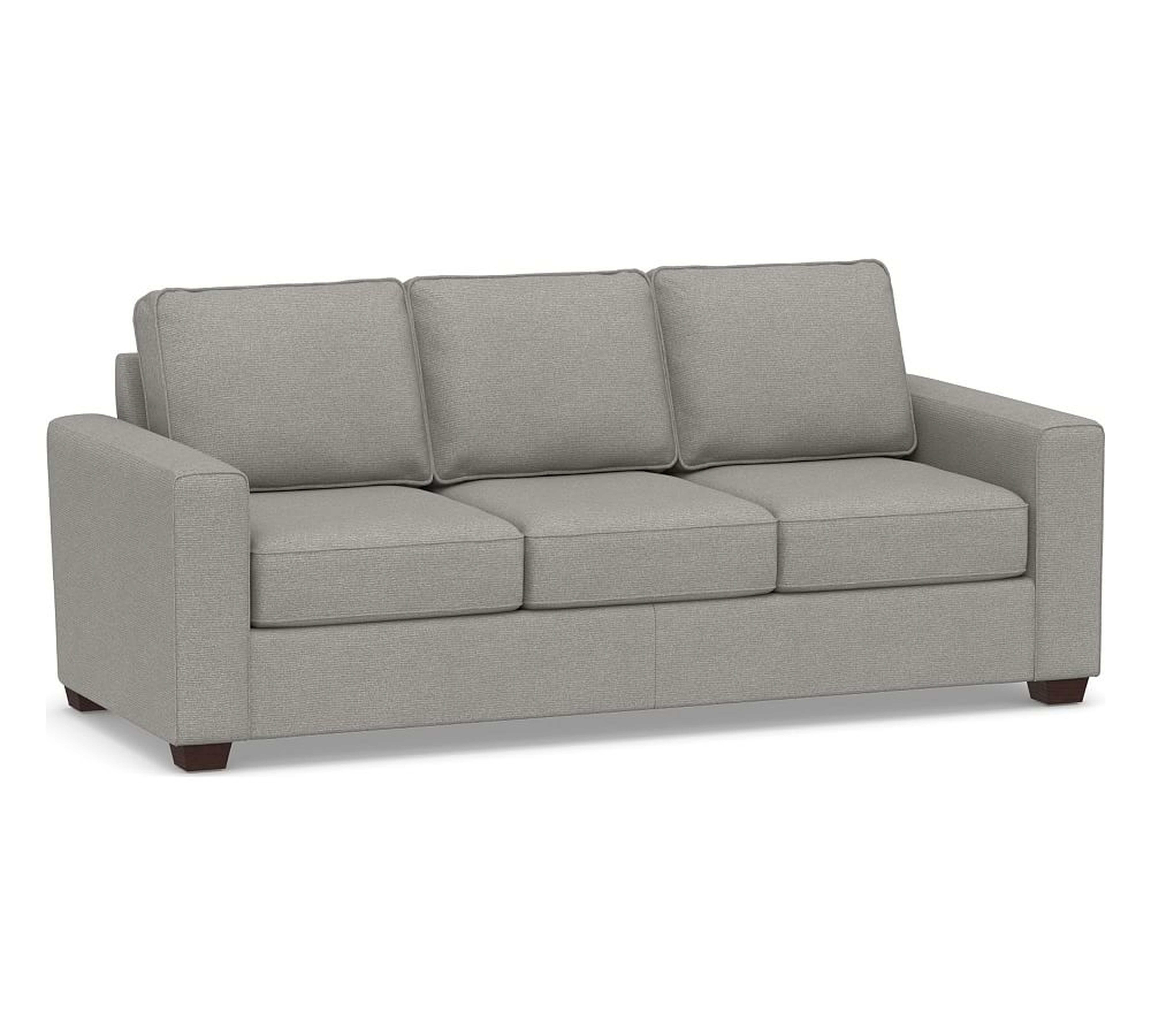 SoMa Fremont Square Arm Upholstered Grand Sofa 81", Polyester Wrapped Cushions, Performance Heathered Basketweave Platinum - Pottery Barn