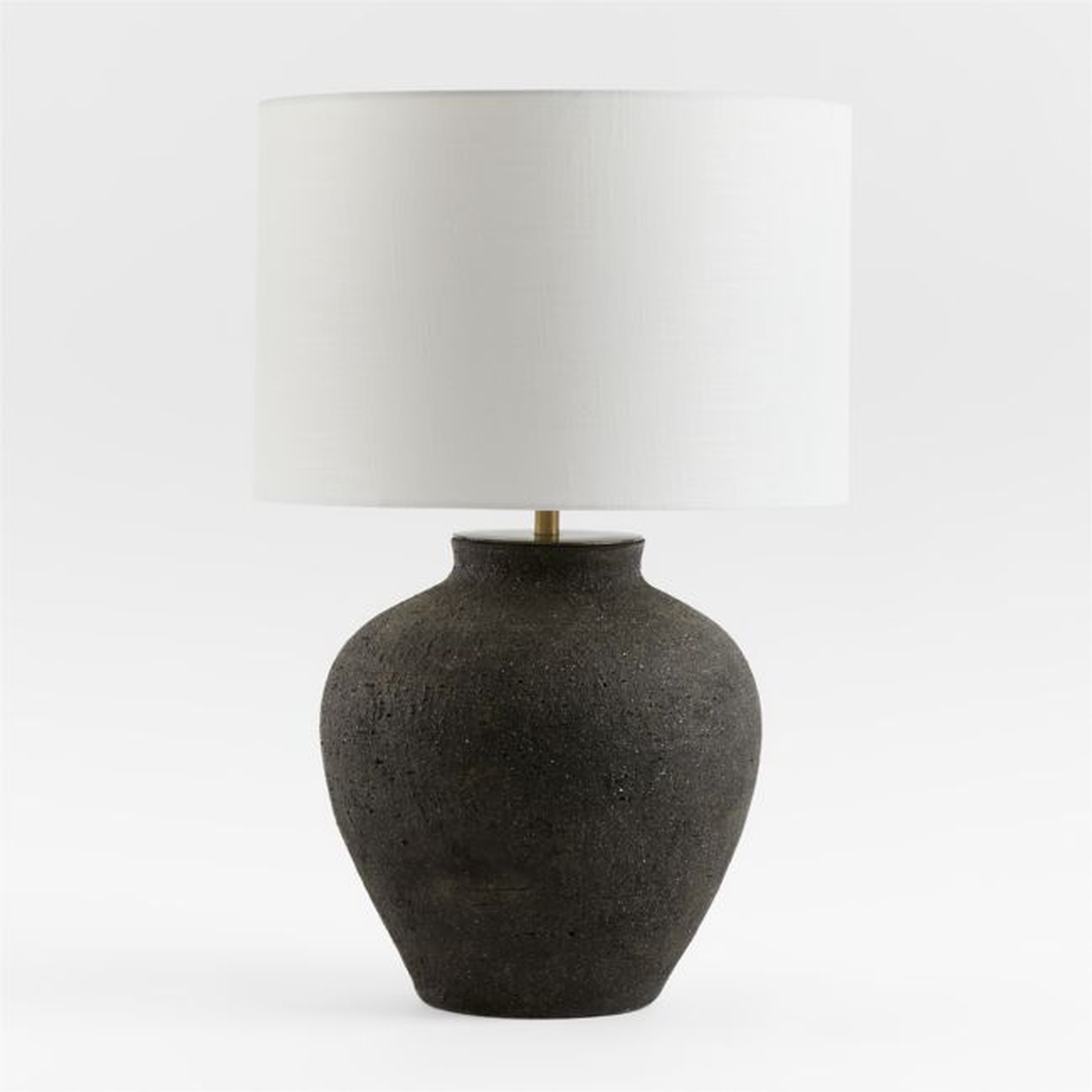 Corfu Black Table Lamp with Linen Drum Shade - Crate and Barrel