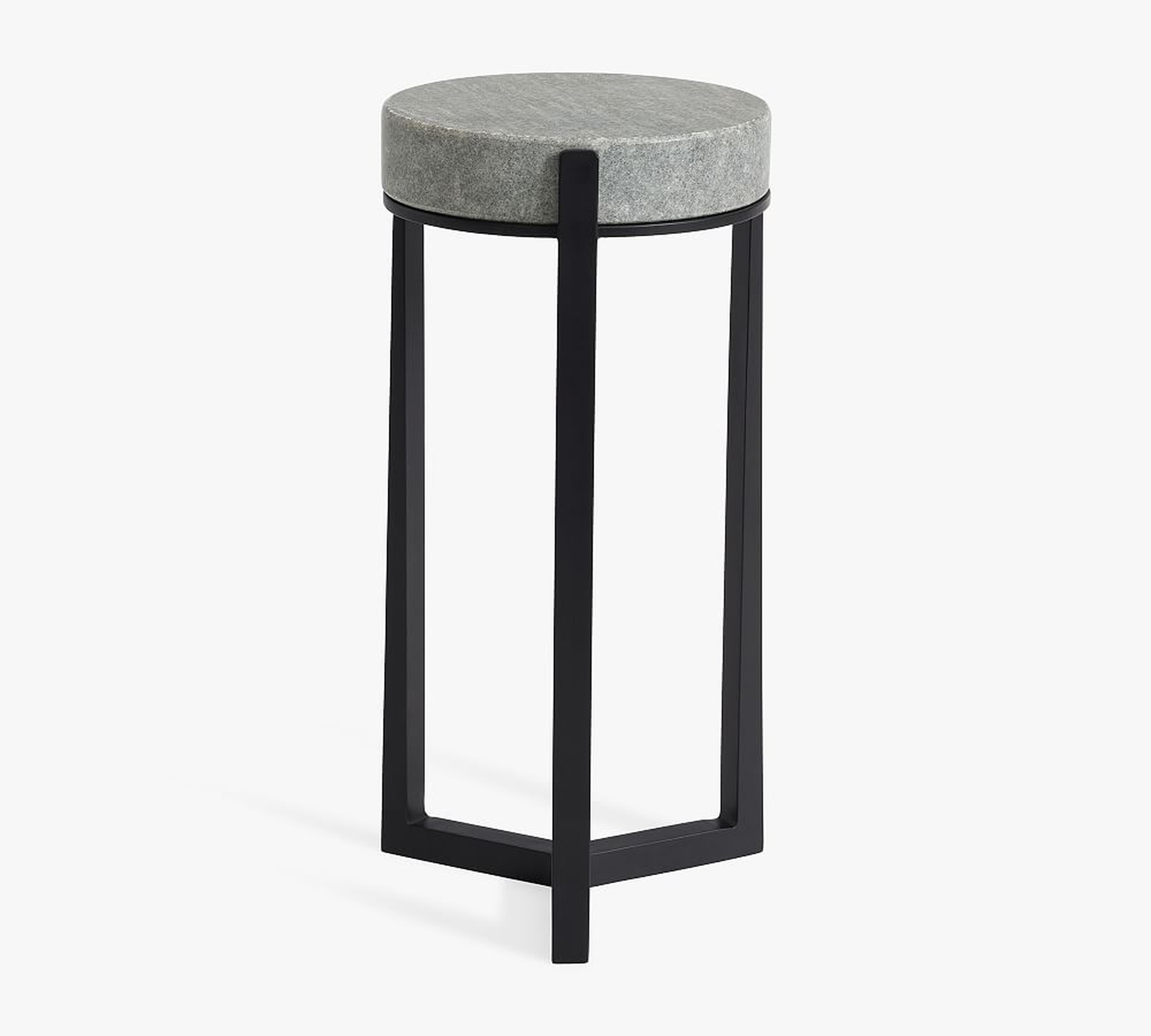 Cori 10" Round Marble Accent Table, Gray Marble Top/Bronze Base - Pottery Barn