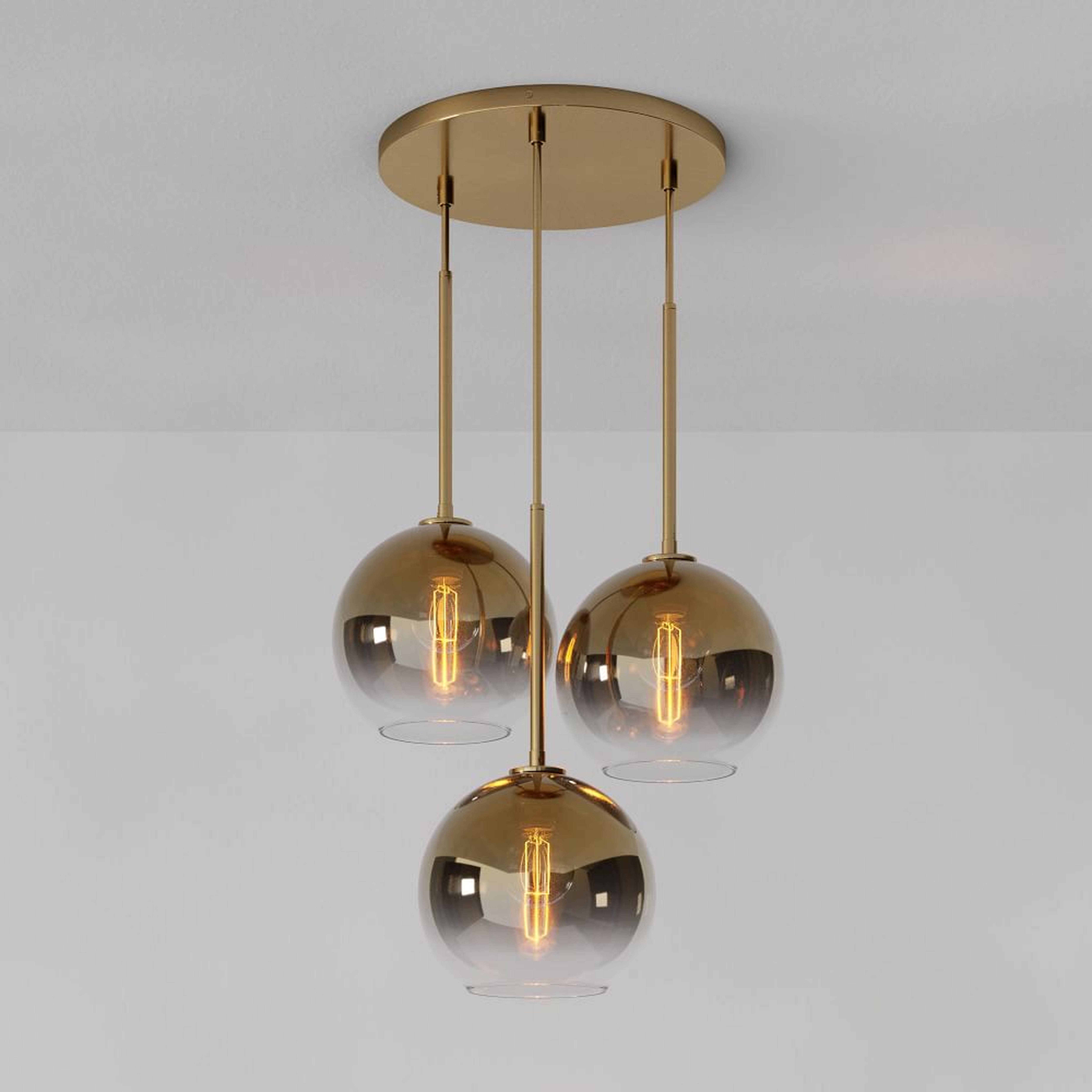 Sculptural 3-Light Chandelier, Globe Small, Gold Ombre, Brass, 8" - West Elm