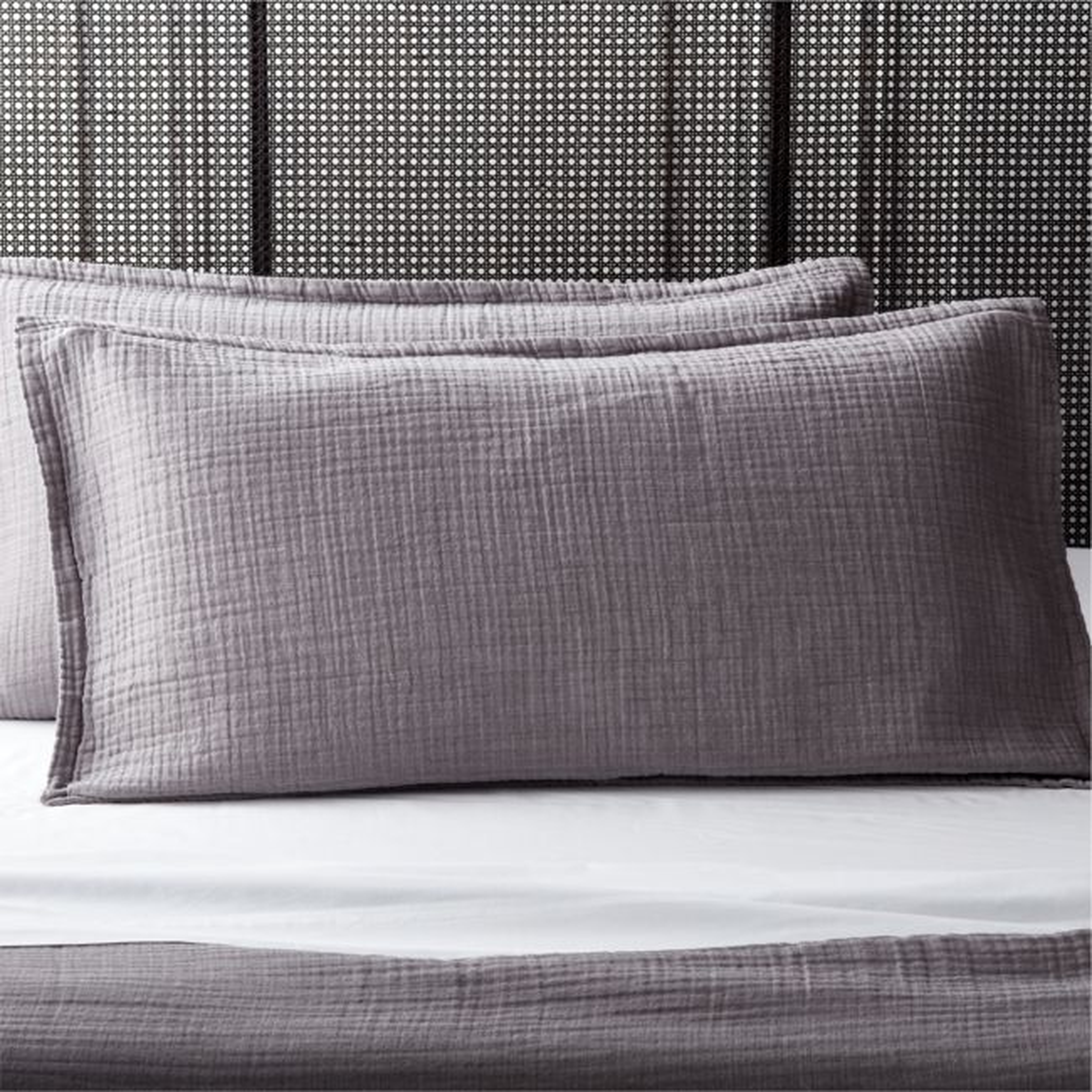 Alto Organic Cotton Grey King Pillow Shams Set of 2 - CB2