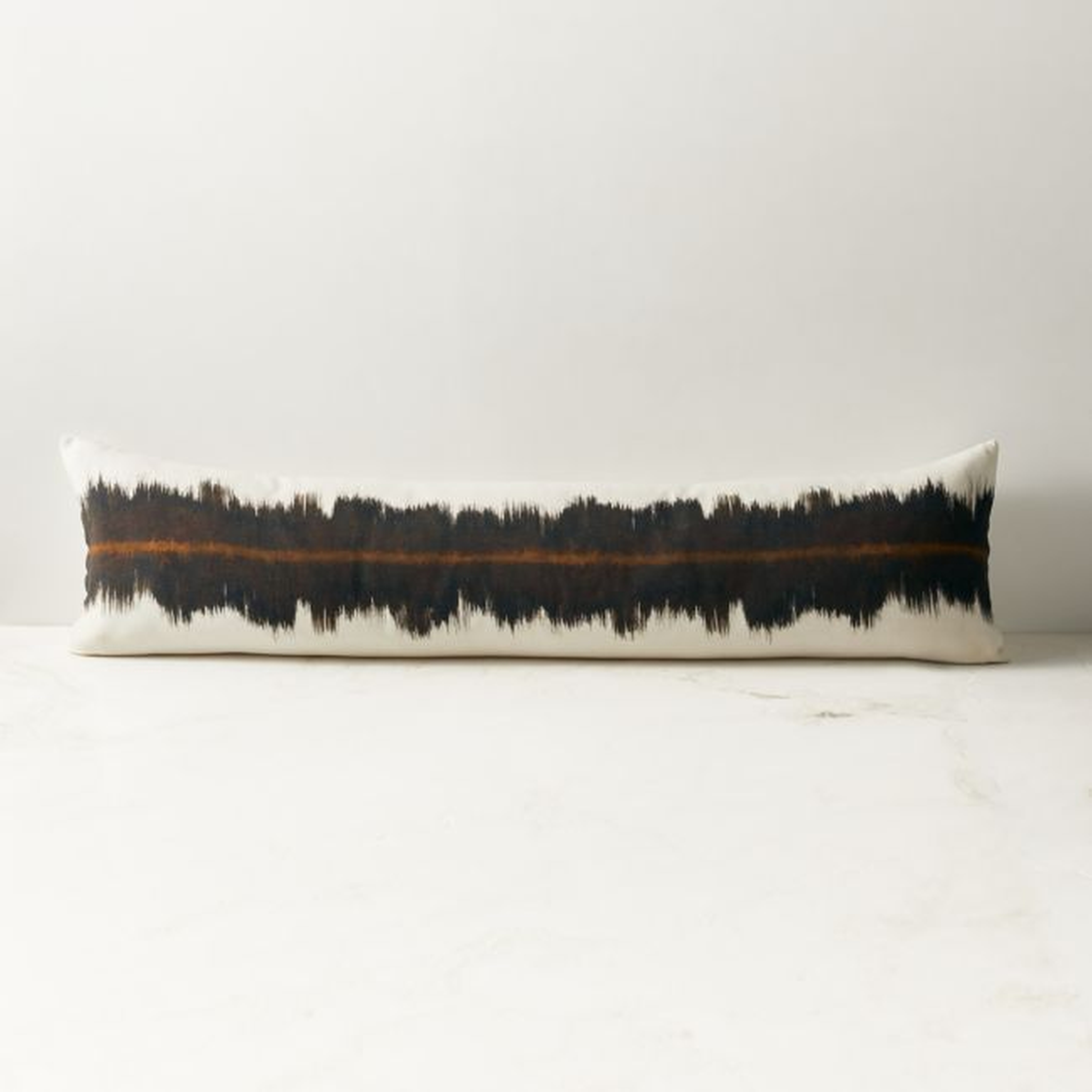 Vesper Brown and Tobacco Linen Lumbar Pillow with Down-Alternative Insert 48"x12" - CB2