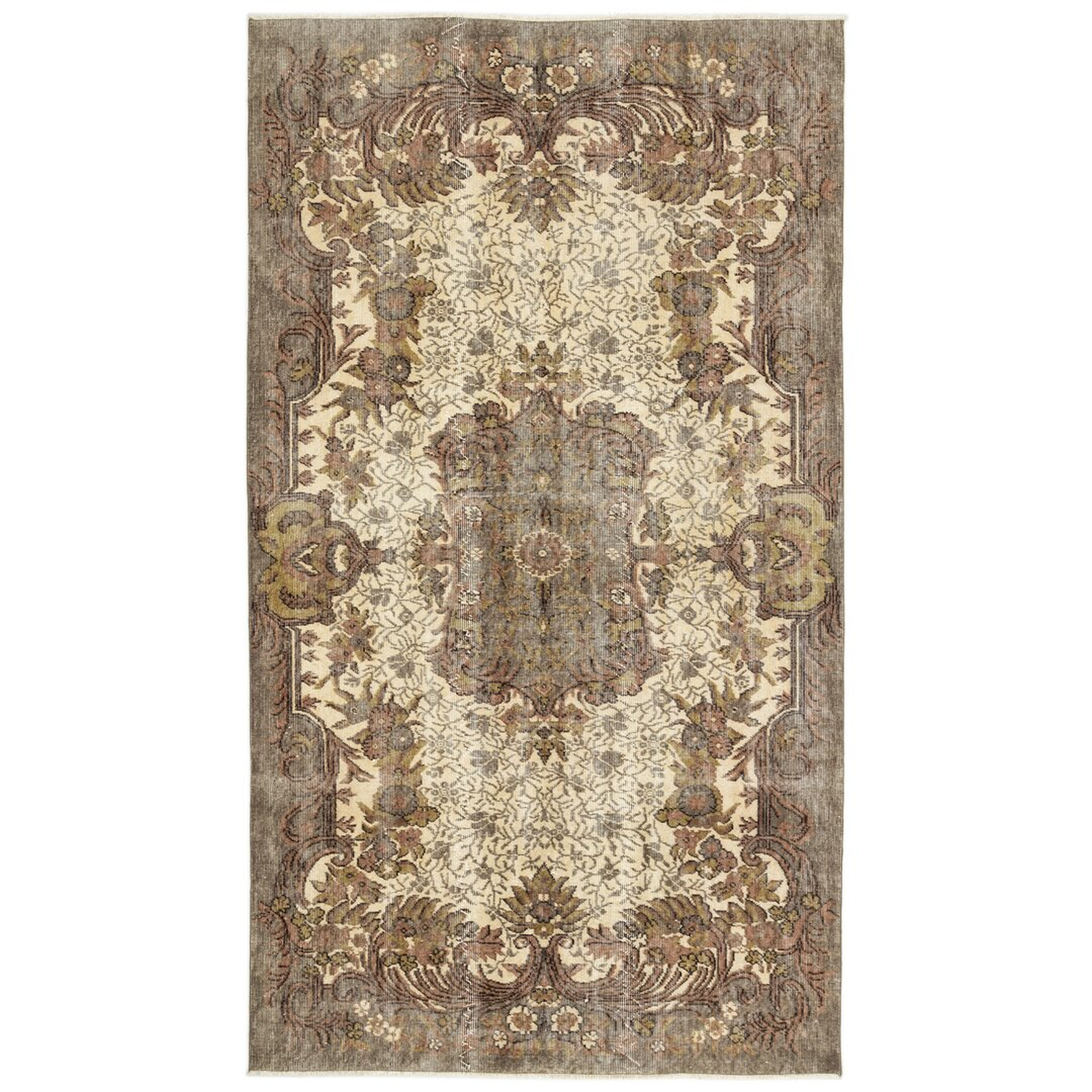 "Bespoky Vintage Rugs One-of-a-Kind Hand-Knotted 1960s Beige/Brown 5'2"" x 8'2"" Area Rug" - Perigold