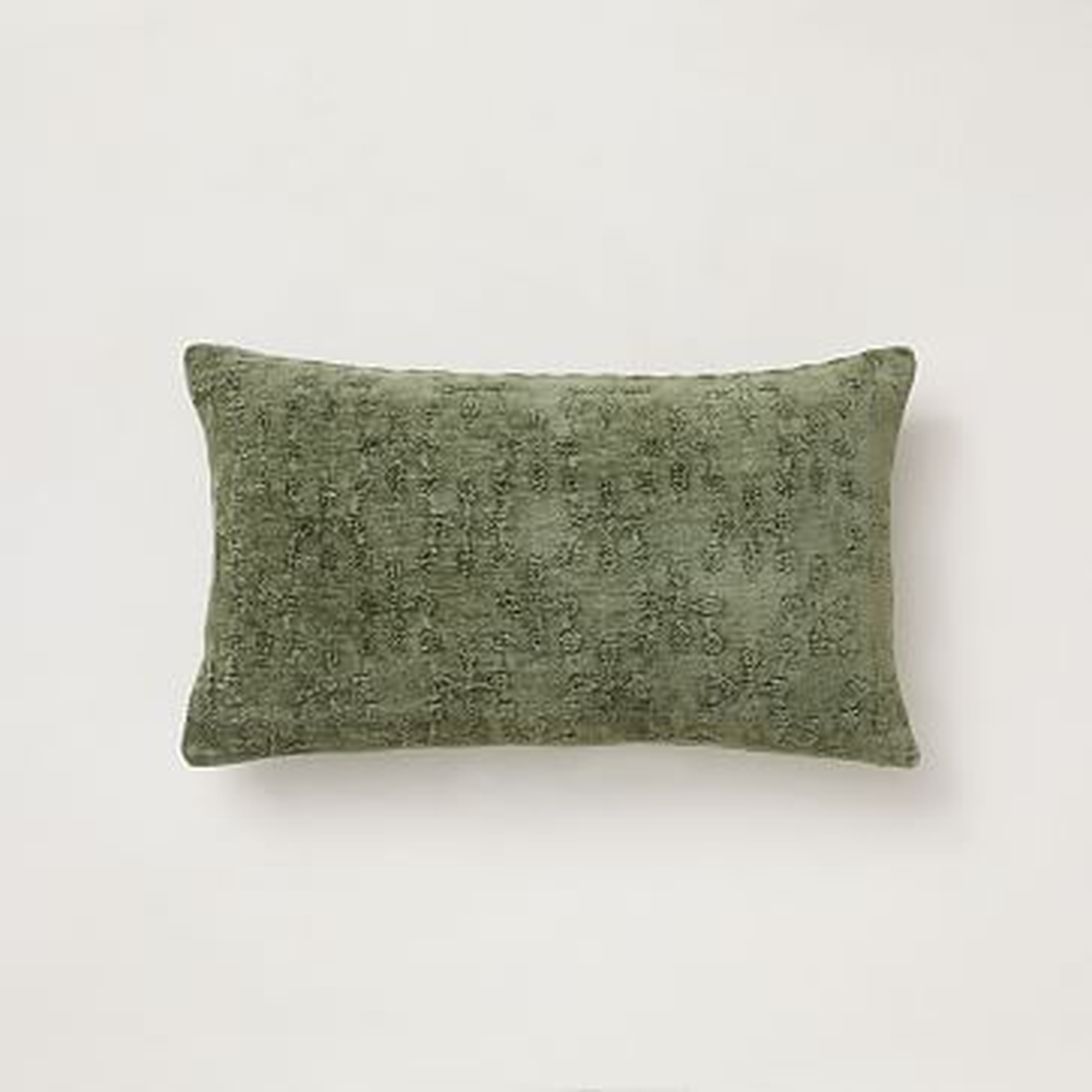 Chenille Jacquard Pillow Cover, Emerald, 12"x21" - West Elm