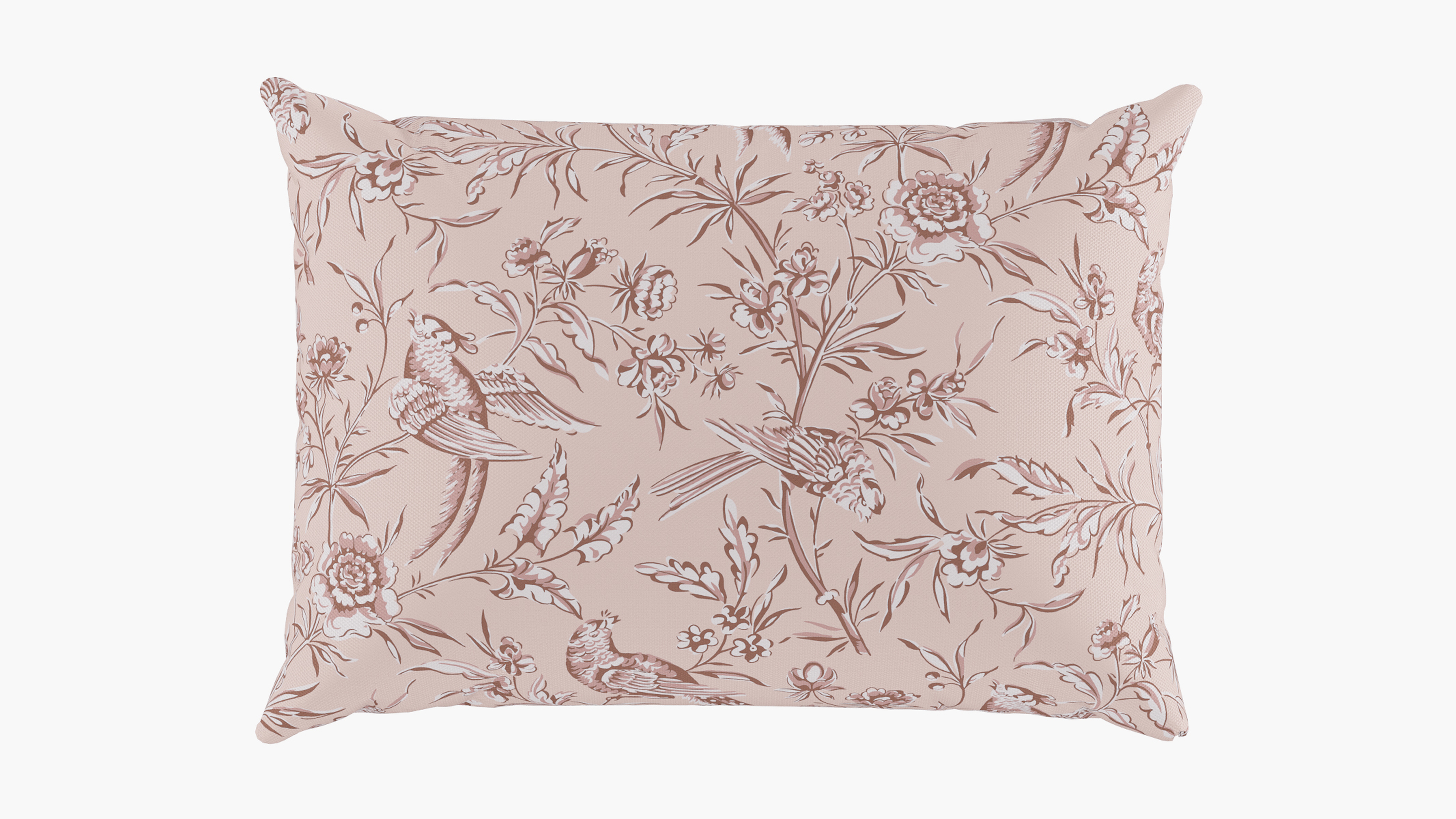 Outdoor 14" x 20" Lumbar Pillow, Blush Aviary, 14" x 20" - The Inside