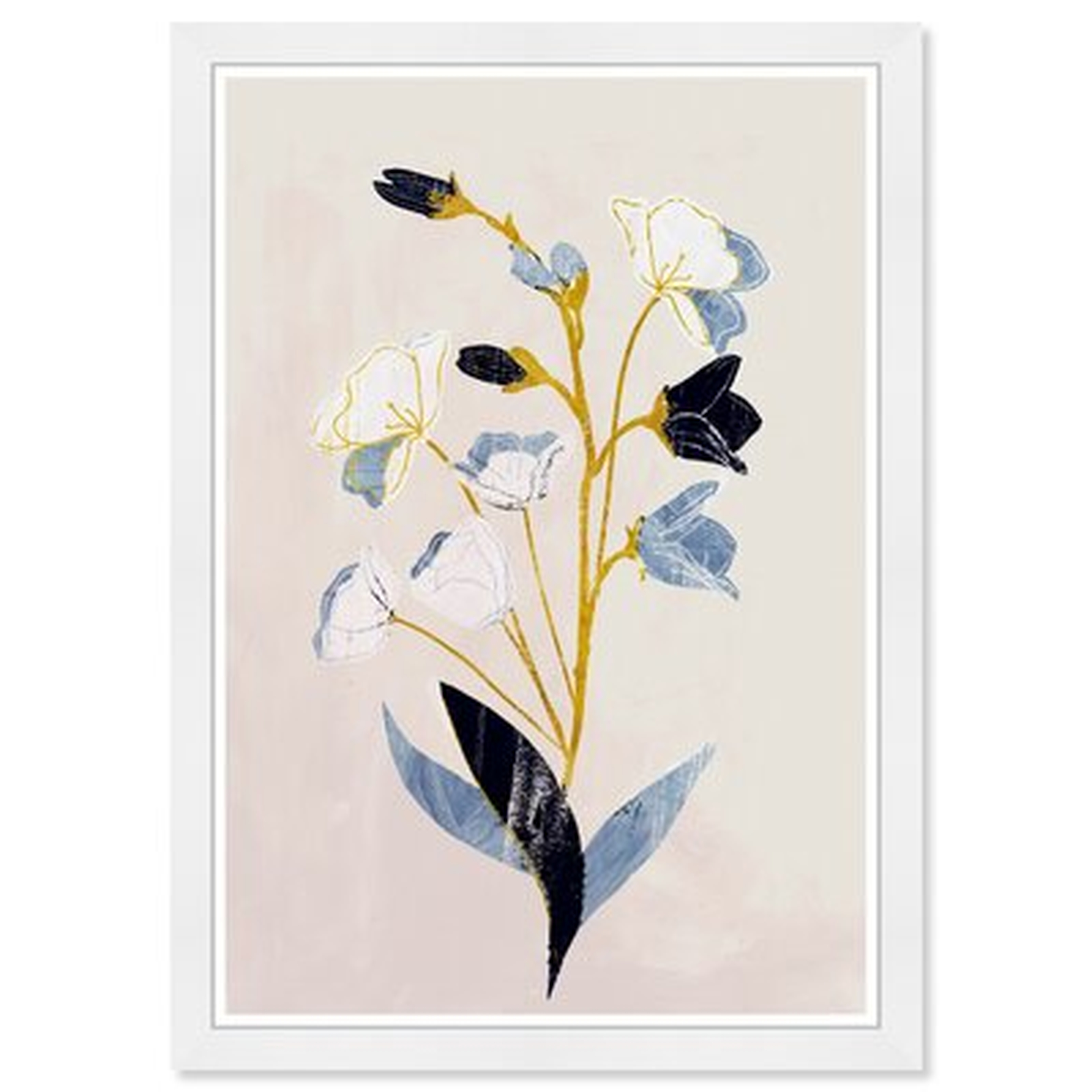 Floral and Botanical White Flowers with Ochre Florals - Picture Frame Painting Print on Paper - Wayfair