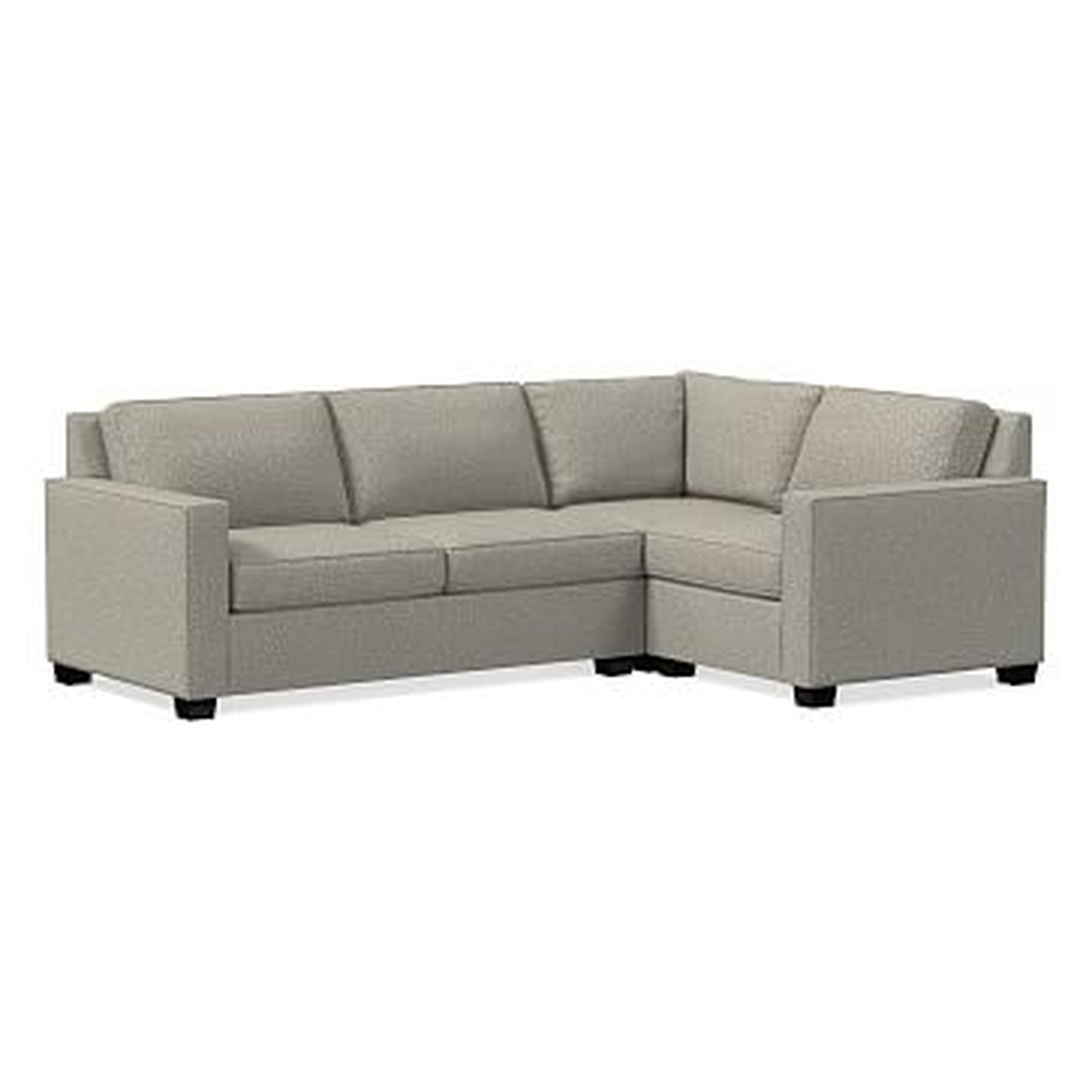 Henry Sectional Set 02: Corner, Left Arm Loveseat, Right Arm Chair, Twill, Gravel, Chocolate, Poly - West Elm