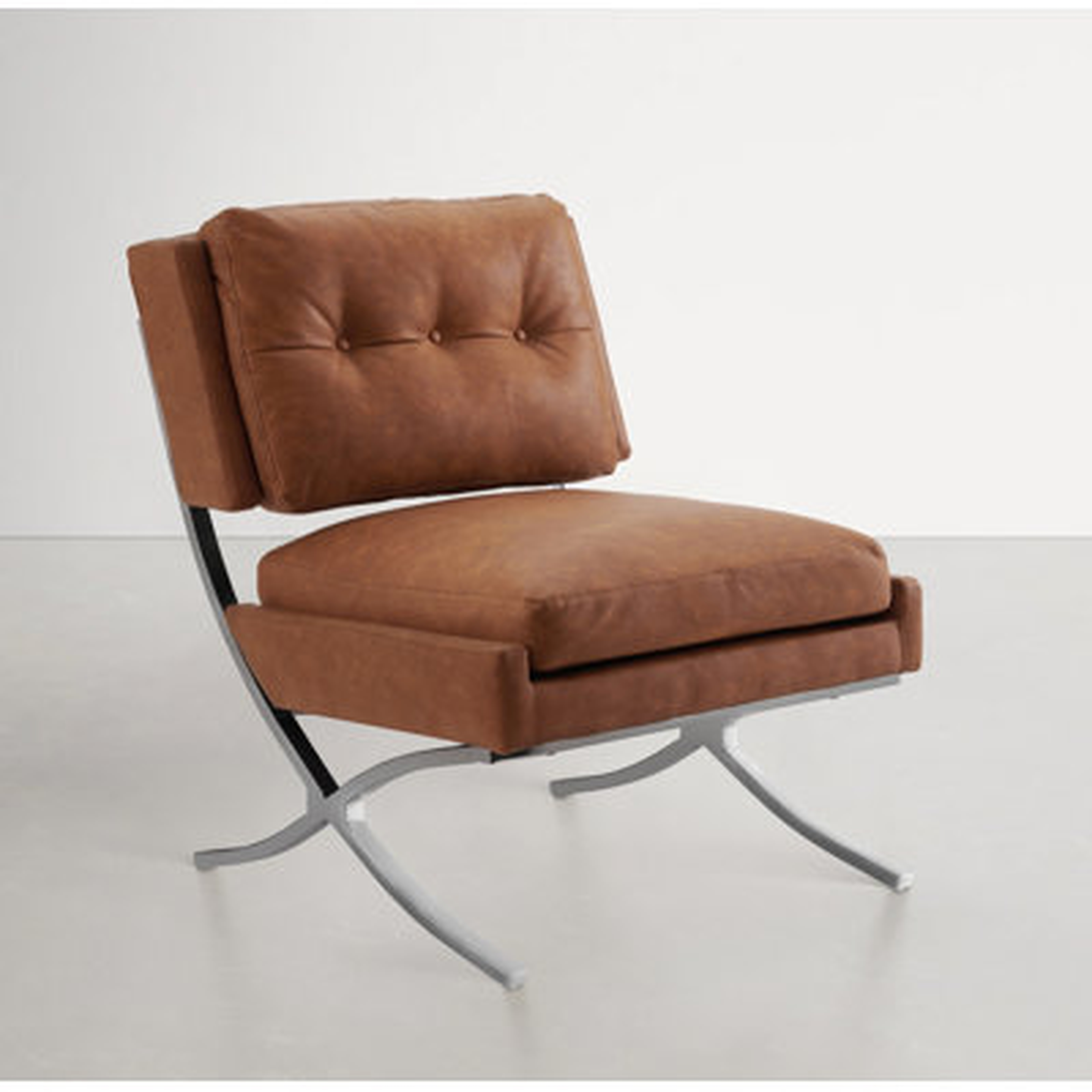 Button Tufted Faux Leather Accent Lounge Chair - Wayfair