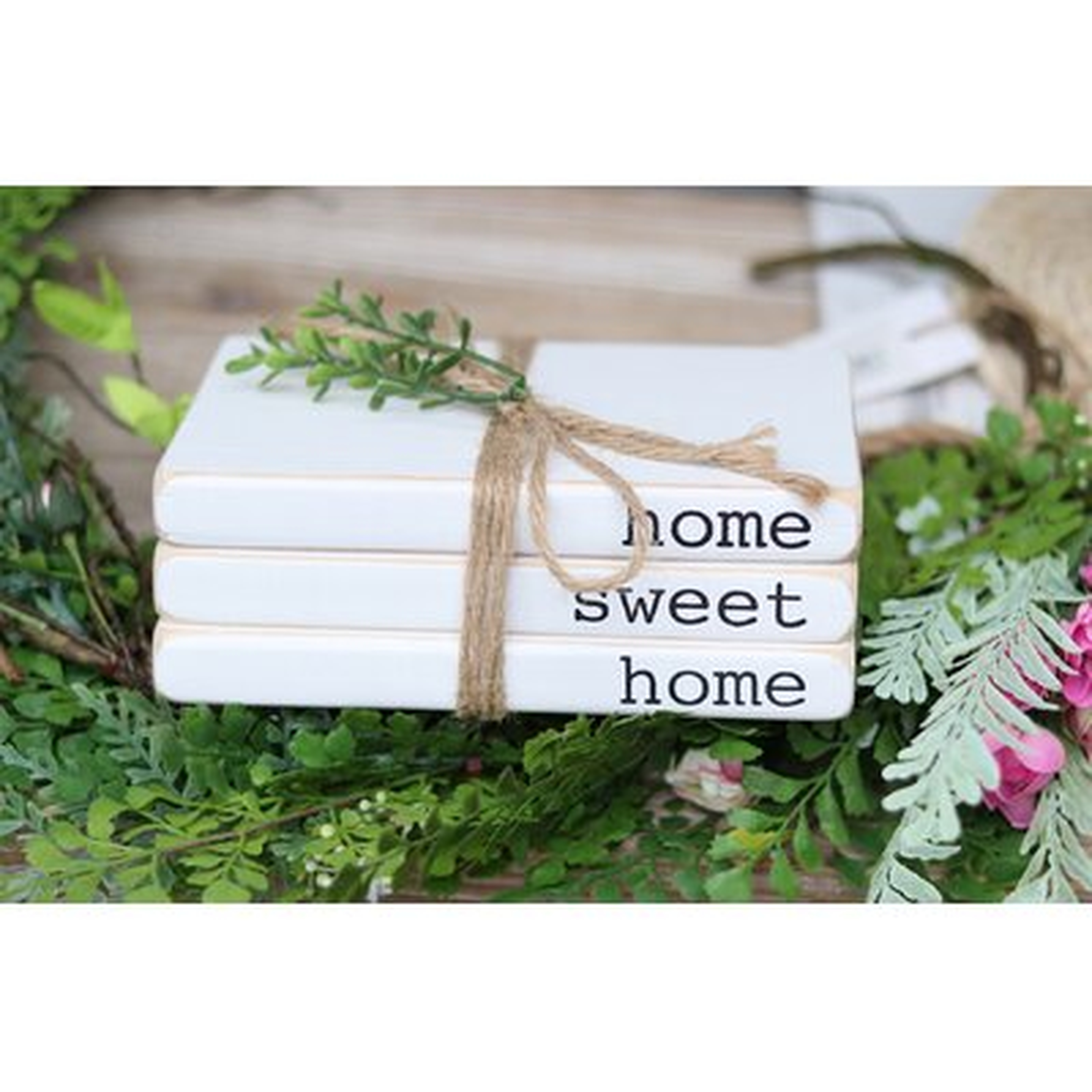 Gainz Home Sweet Home Decorative Faux Wood Book with Leaves and Jute String - Wayfair