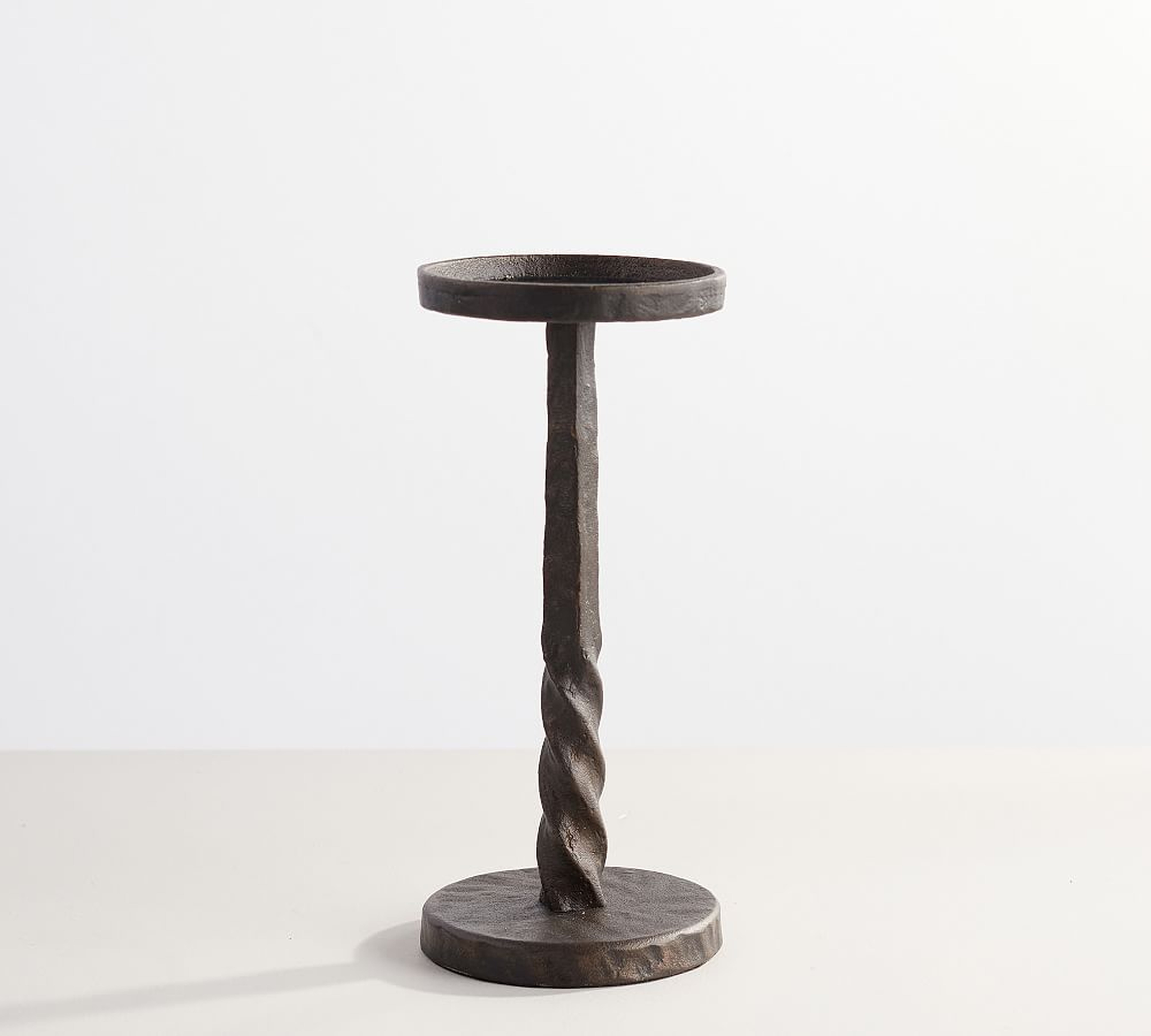 Easton Forged-Iron Pillar Candleholder, Small, 10.25"H - Bronze - Pottery Barn