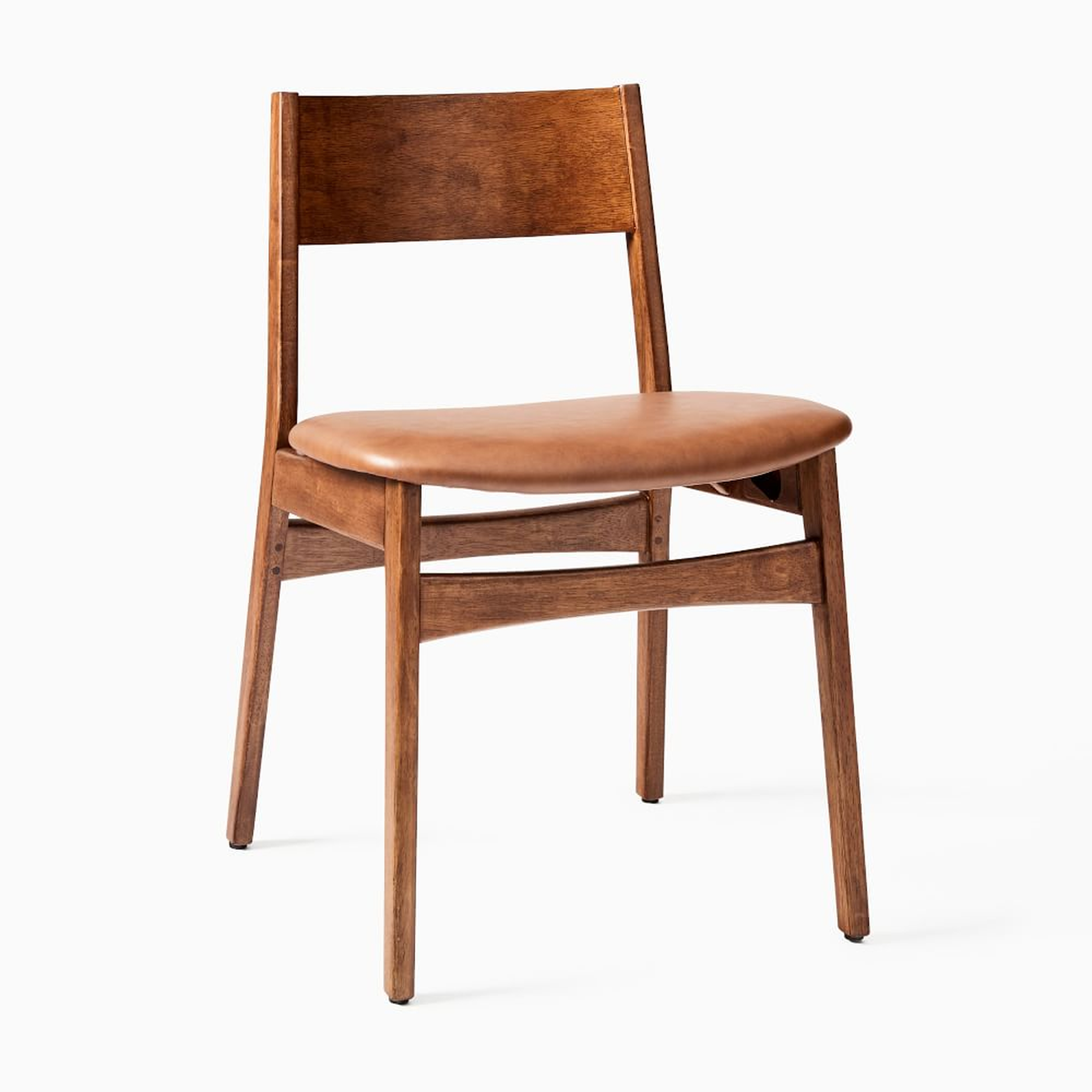 Baltimore Dining Chair, Set of 2, Vegan Leather, Saddle, Walnut - West Elm