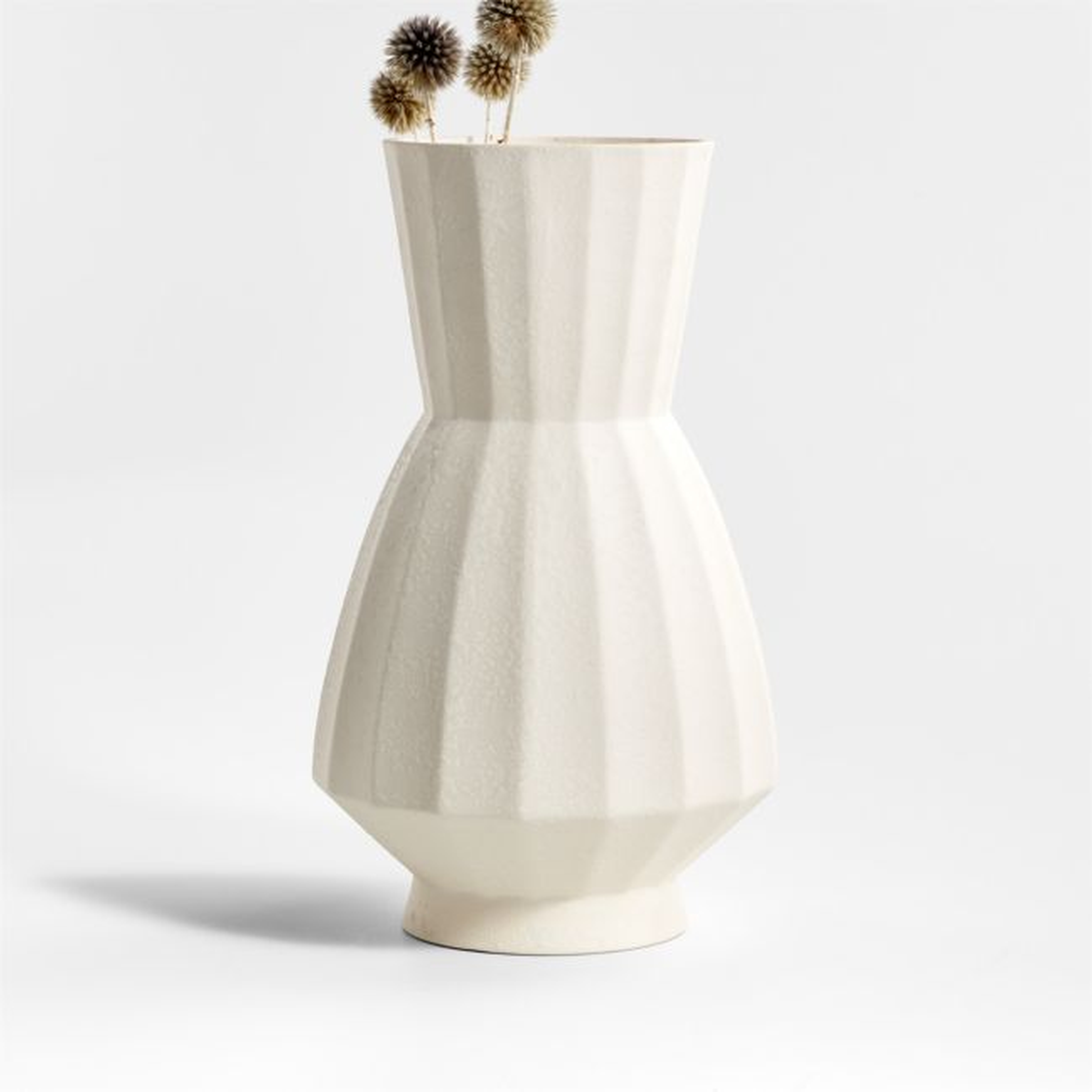 Warrick Ribbed White Vase 13" - Crate and Barrel
