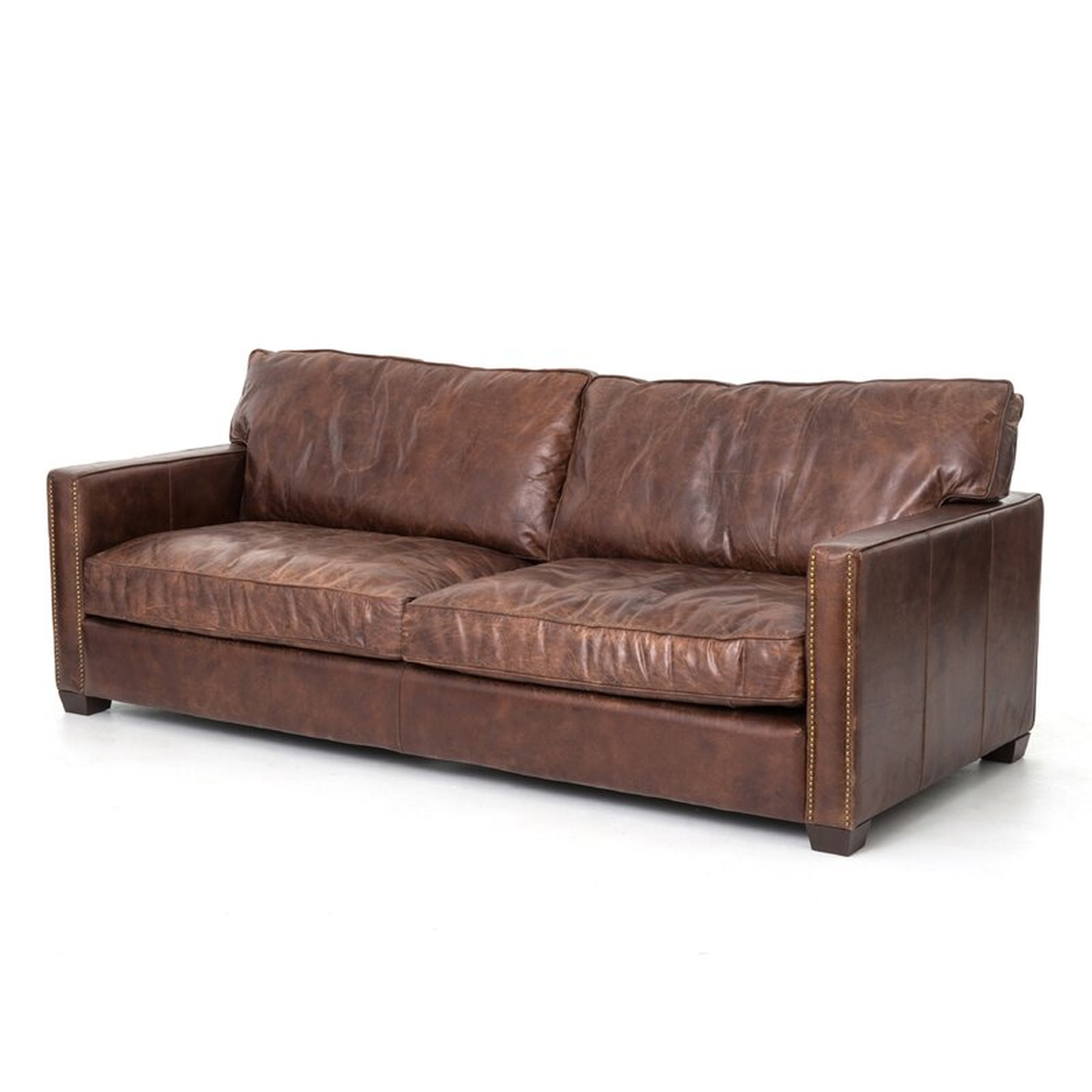 Four Hands Nailhead Leather Sofa Upholstery Color: Cigar - Perigold