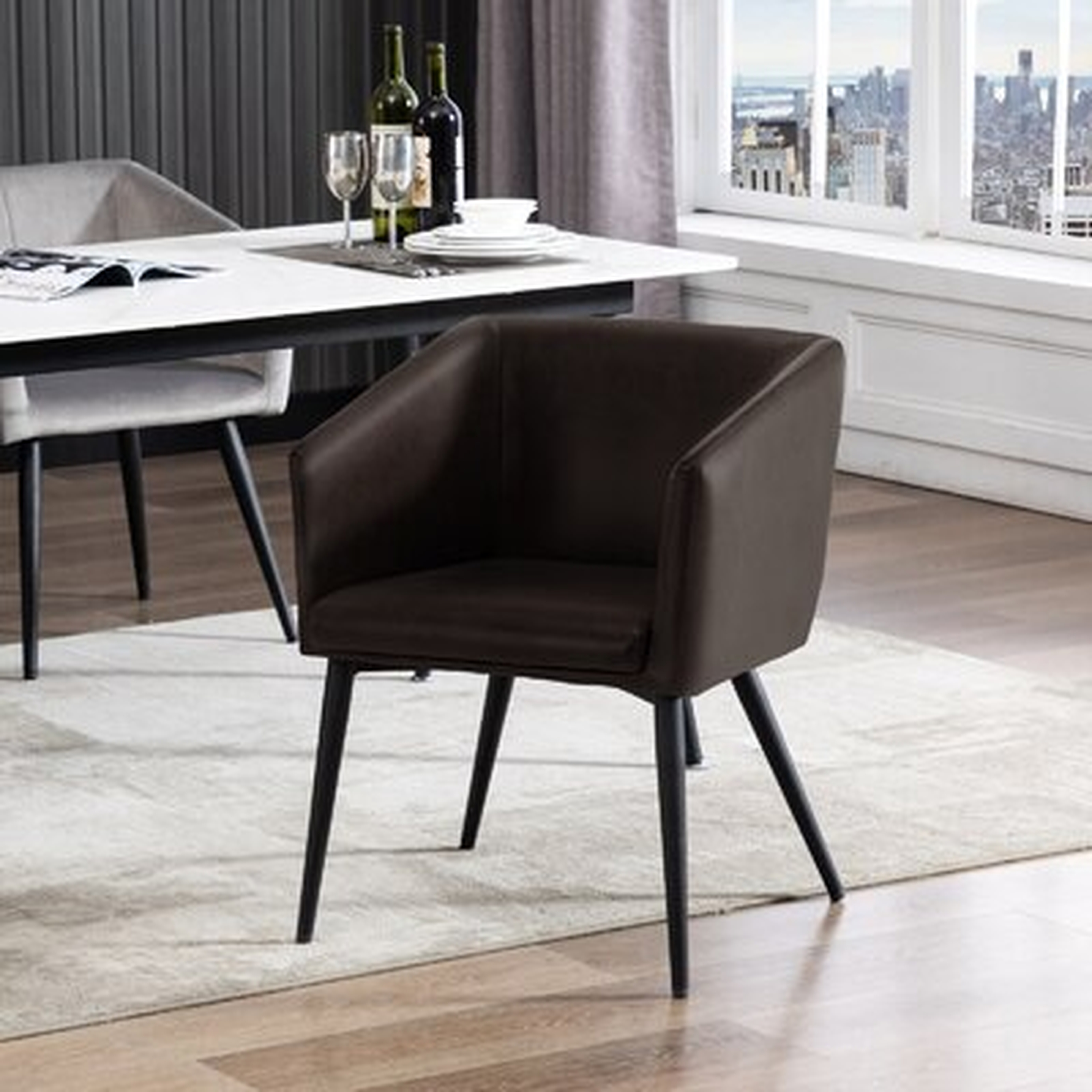 Strom Upholstered Arm Chair Dark Brown - Wayfair