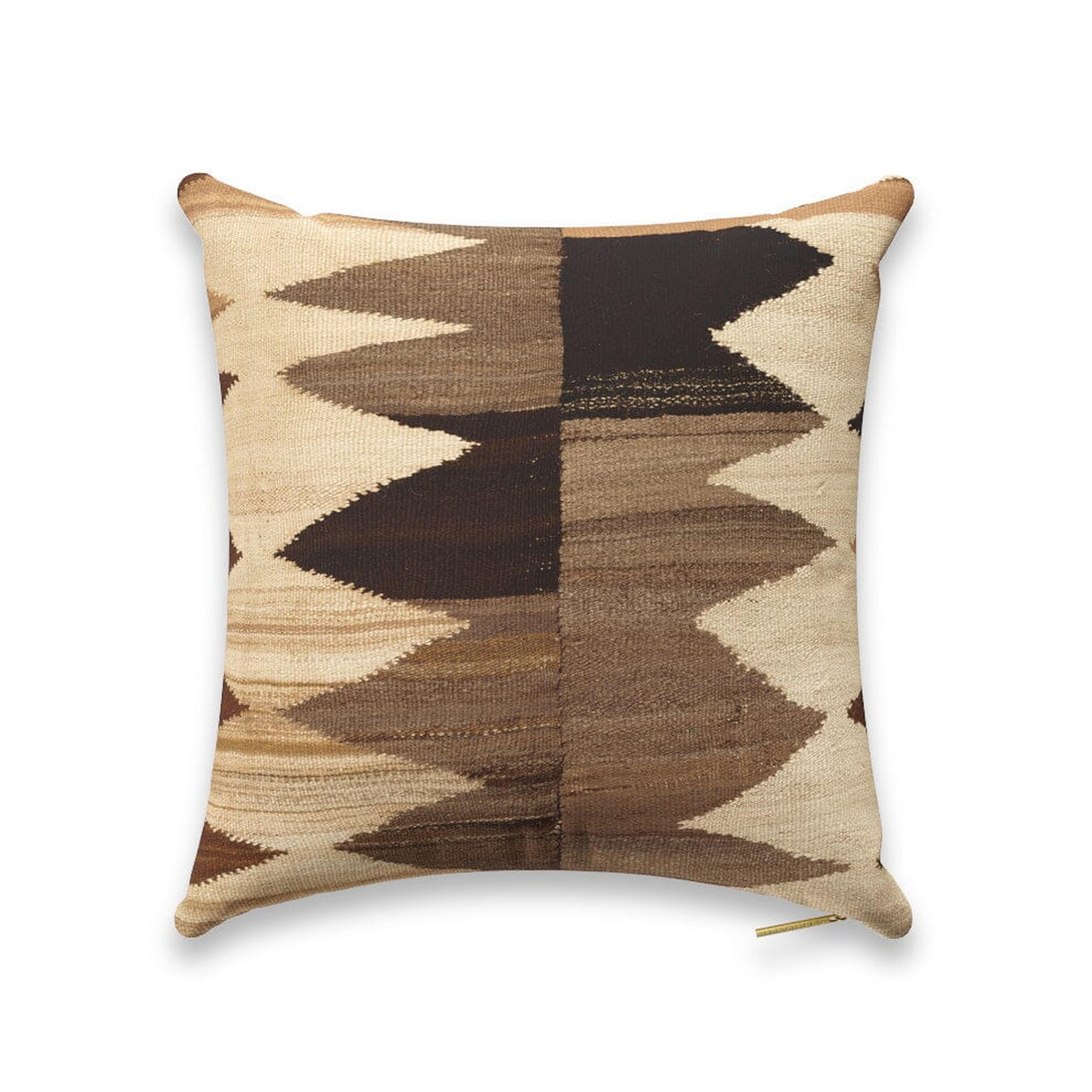Toffee Diamond Frazada Pillow by St. Frank | Brown | 18" W x 18" H | Linen/Wool - St. Frank