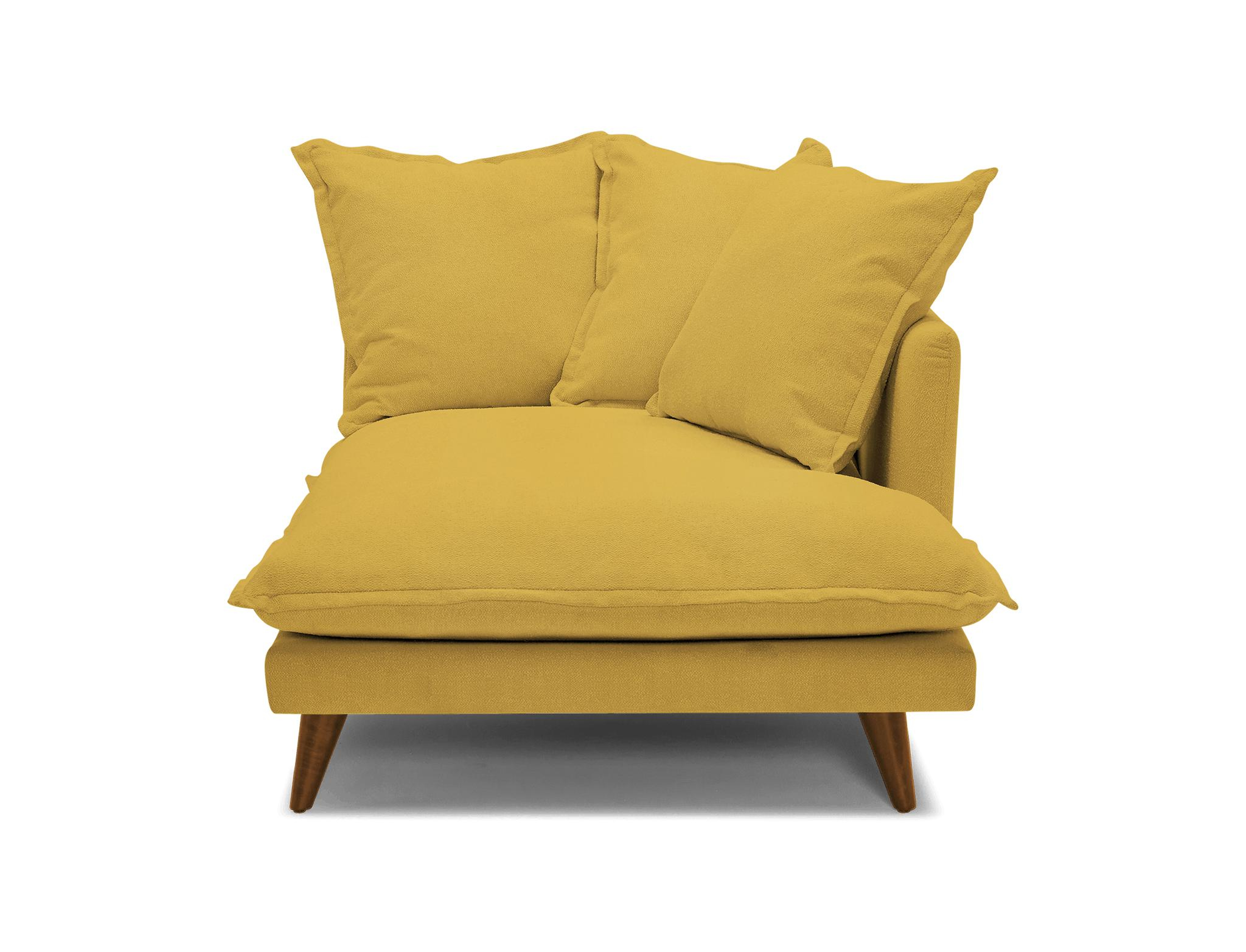 Yellow Denna Mid Century Modern Single Arm Chaise - Marin Sunflower - Mocha - Joybird