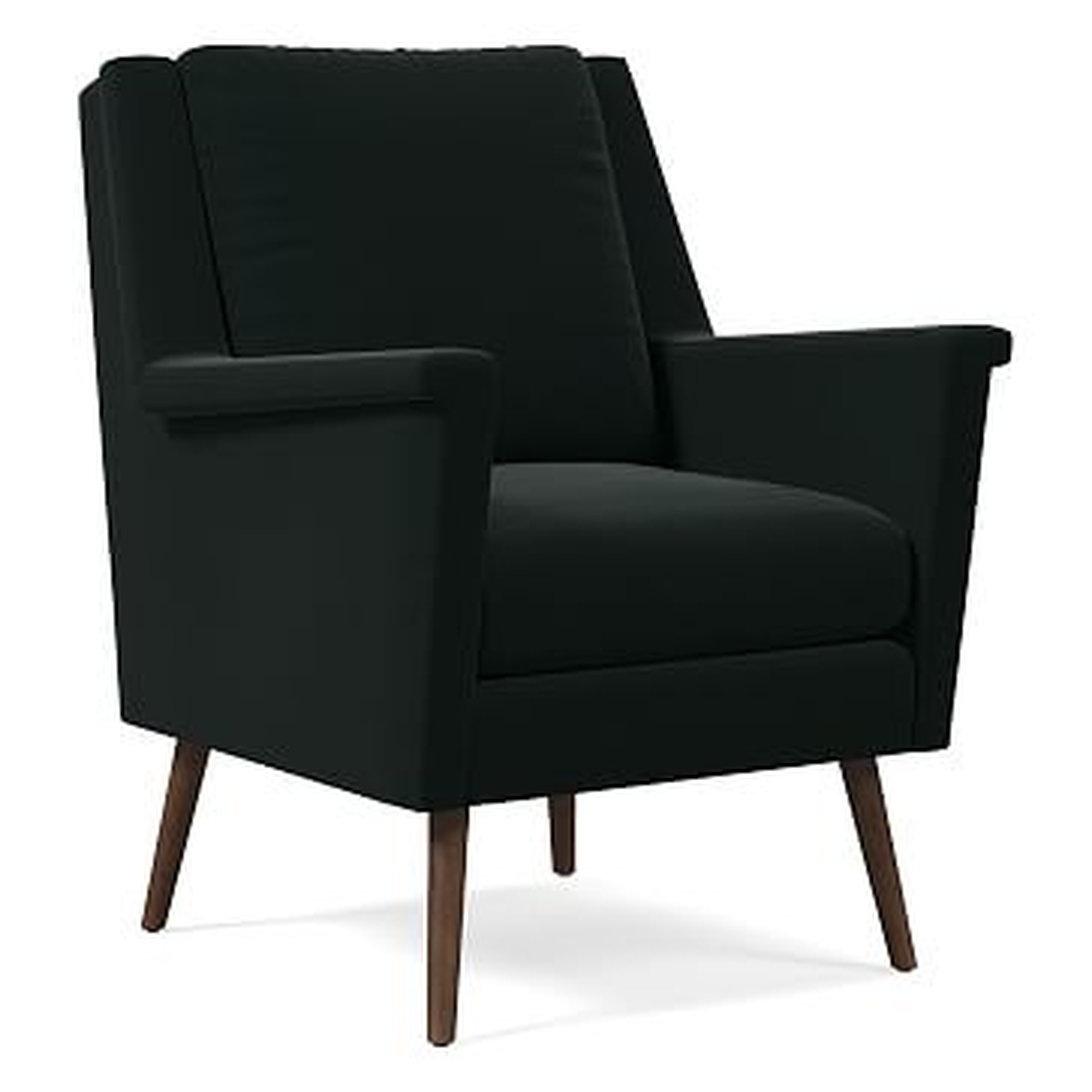Carlo Mid-Century Chair, Poly, Astor Velvet, Iron, Pecan - West Elm