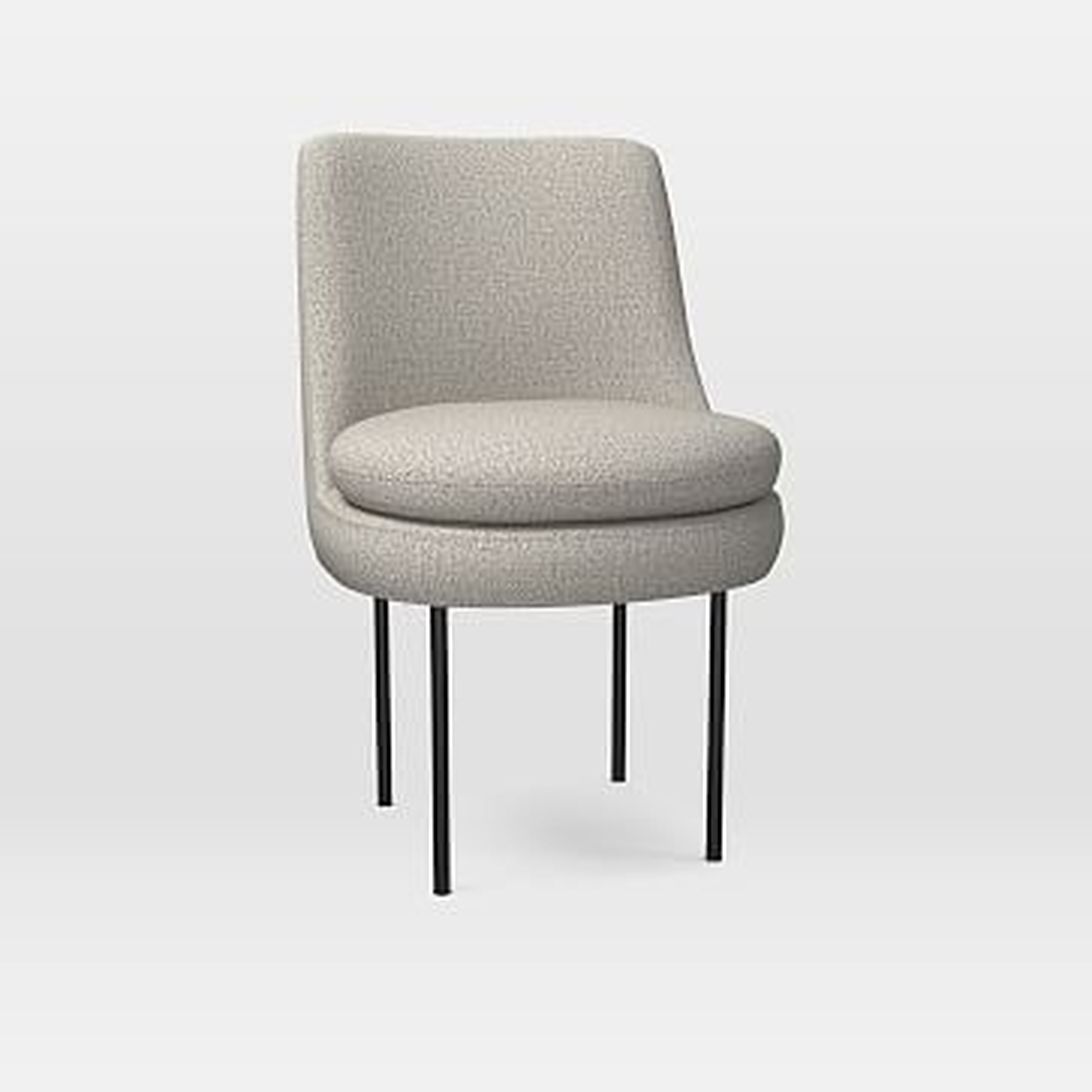 Modern Curved Dining Chair,Twill,Dove,Black Pc - West Elm