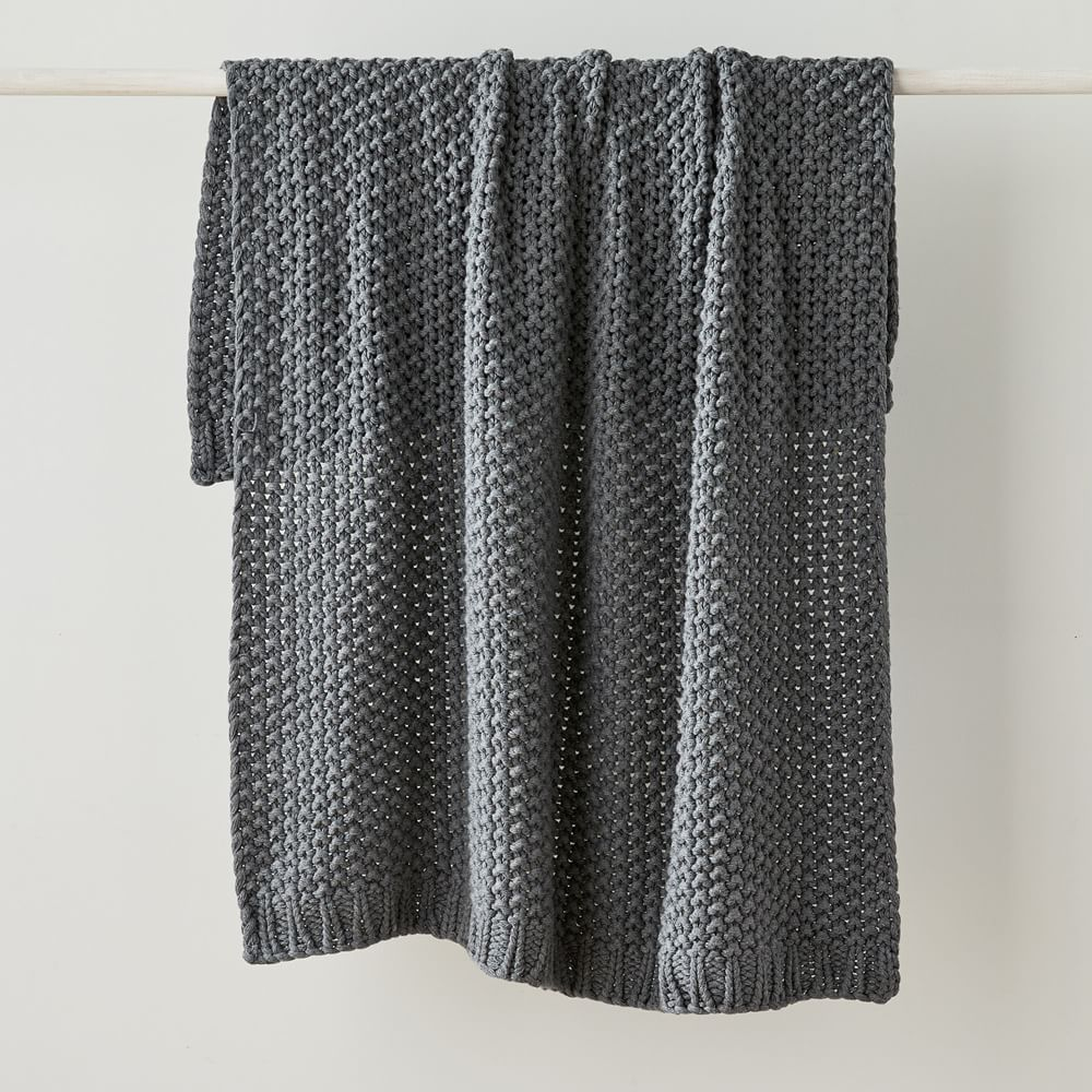 Chunky Cotton Knit Throw, 50"x60", Charcoal - West Elm