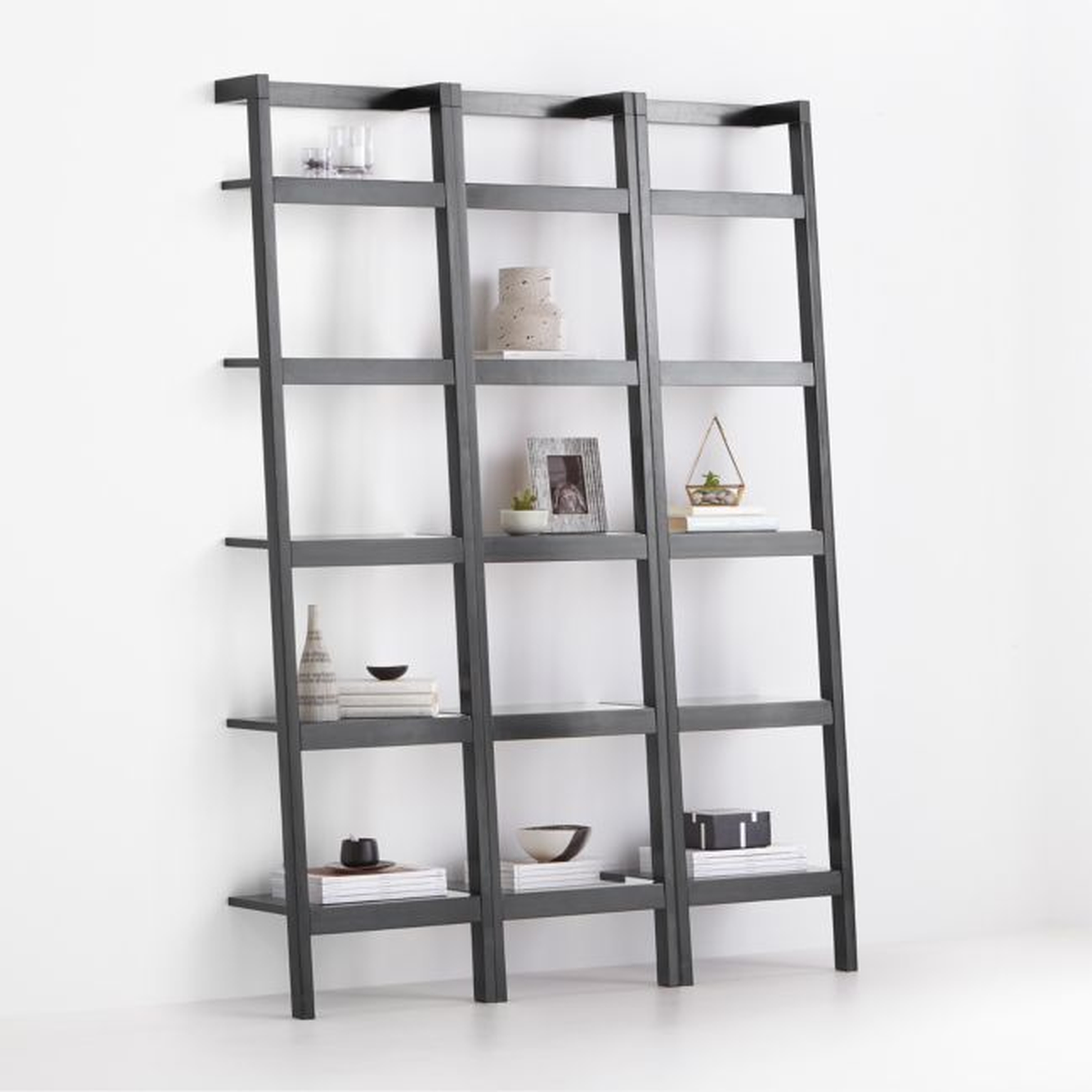 Sawyer Black Leaning 18'' Bookcases, Set of 3 - Crate and Barrel