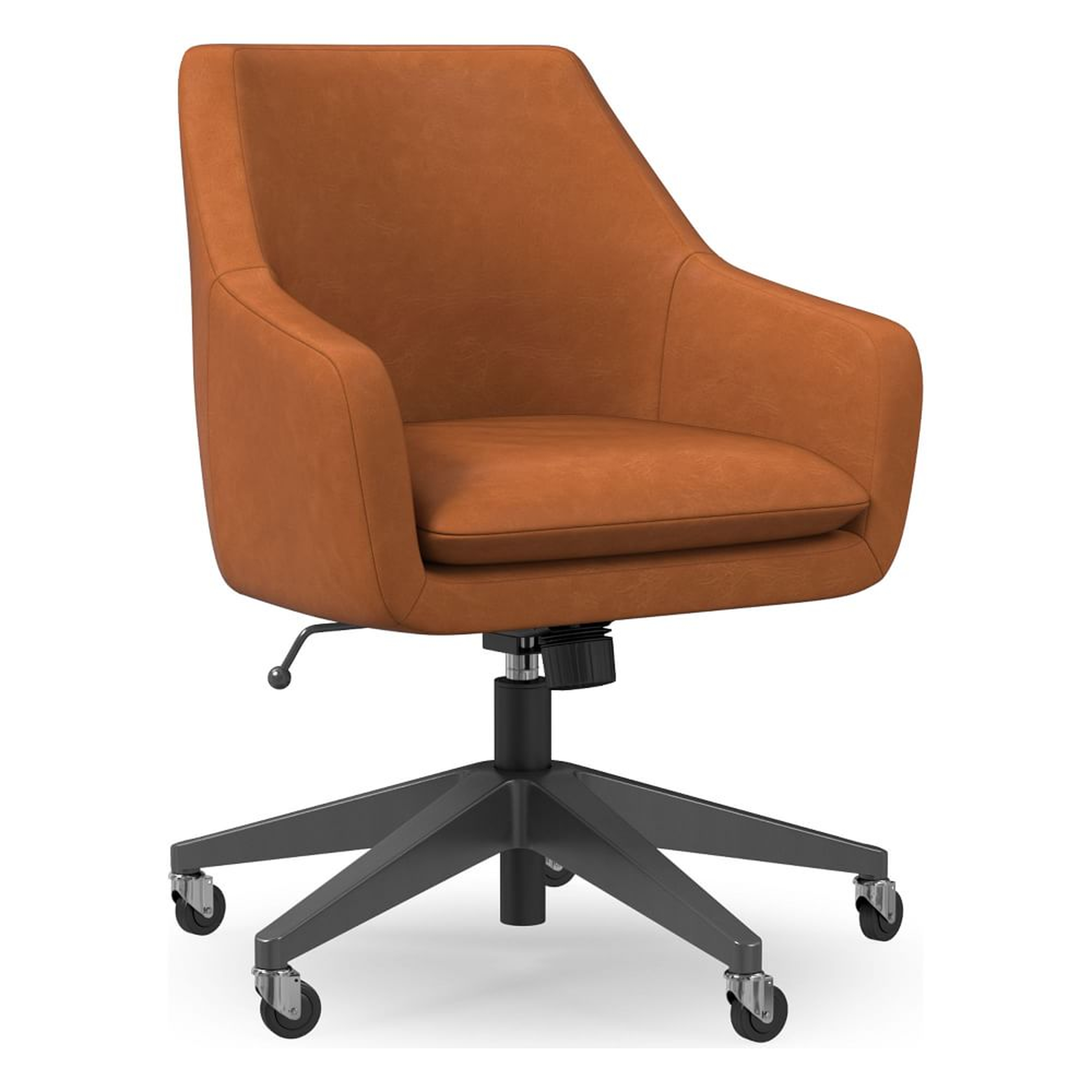 Helvetica Office Chair, Vegan Leather, Saddle, Dark Bronze - West Elm