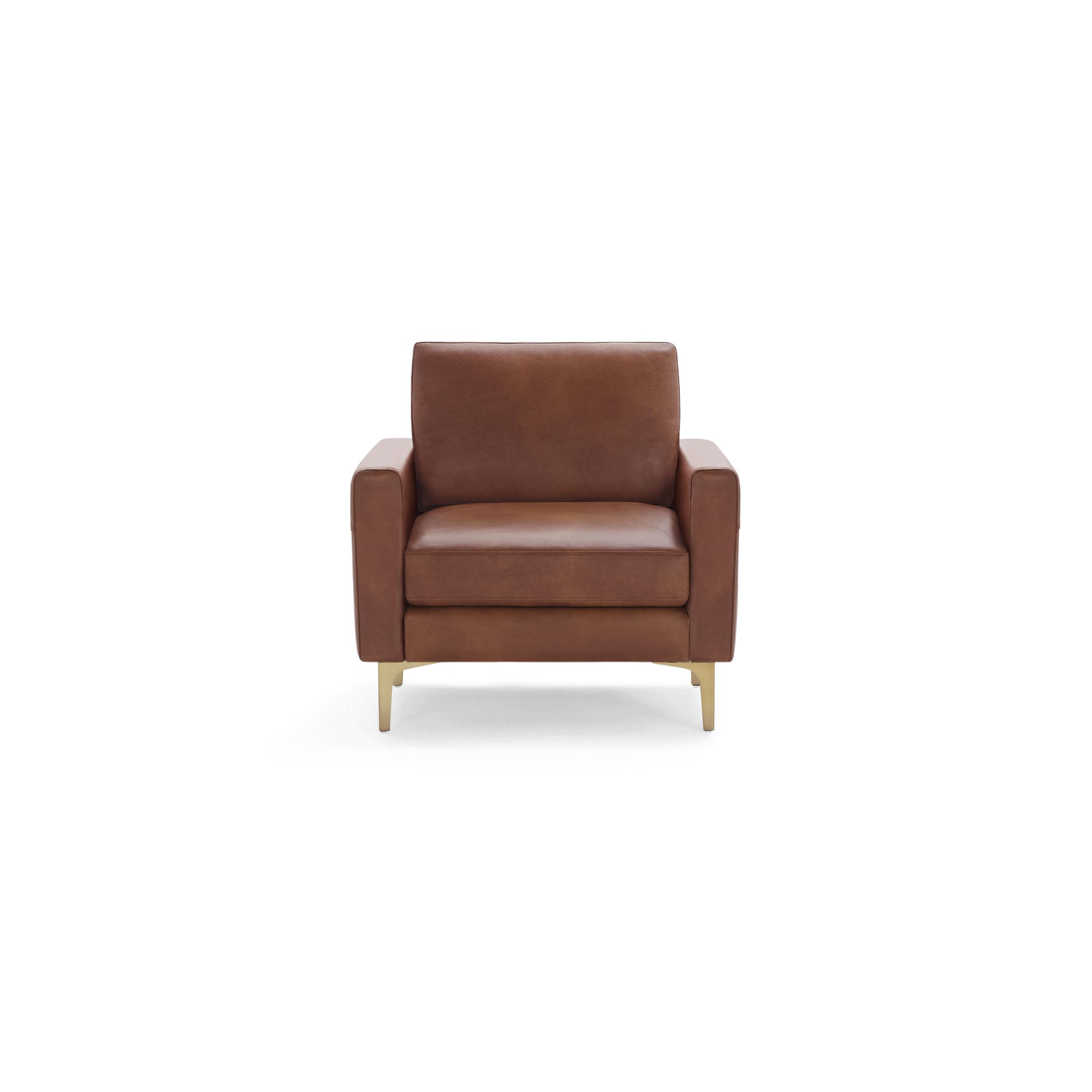 Nomad Leather Club Chair in Chestnut, Brass Legs - Burrow