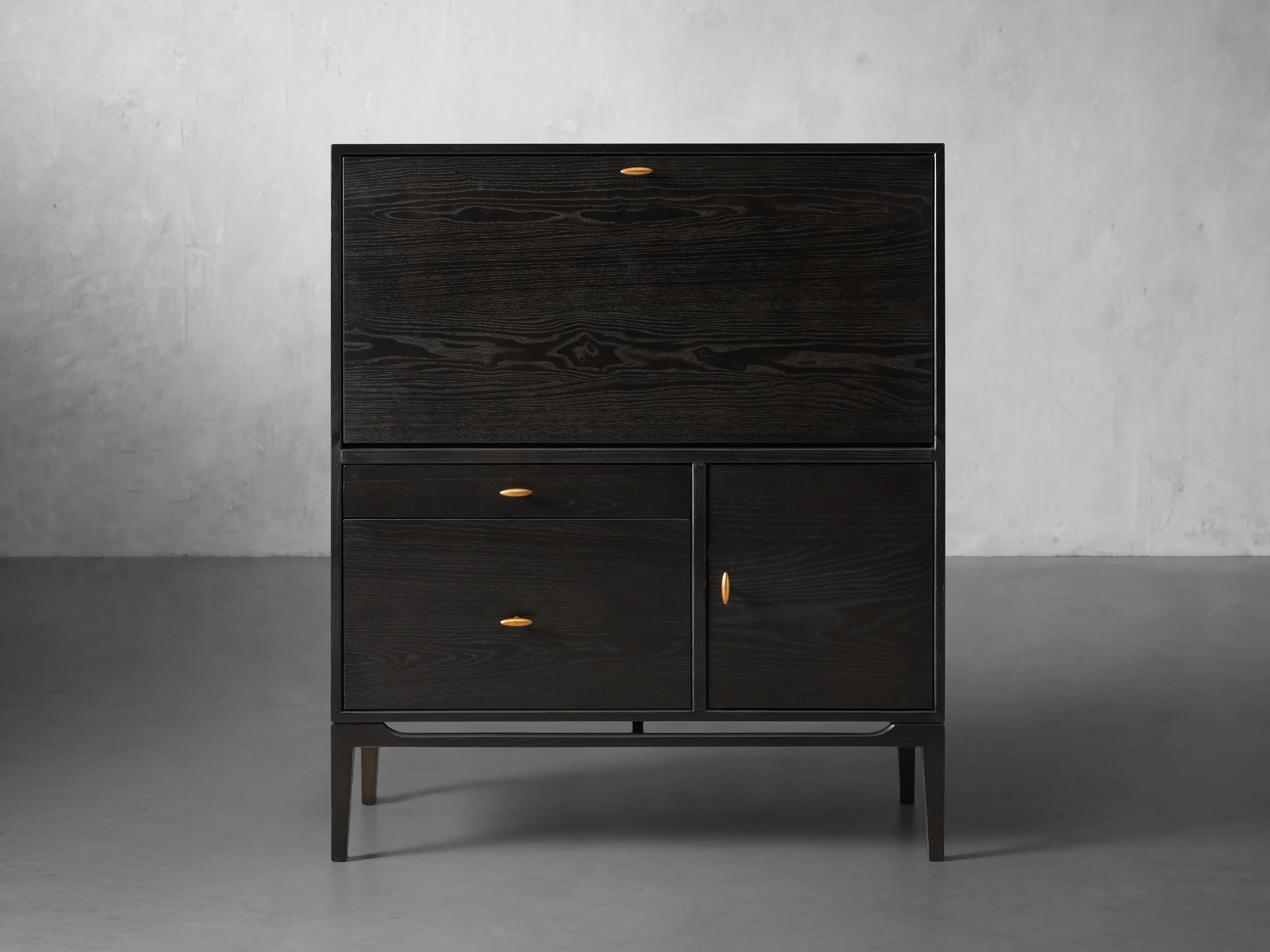 Brock Hideaway Desk in Wood Black - Arhaus