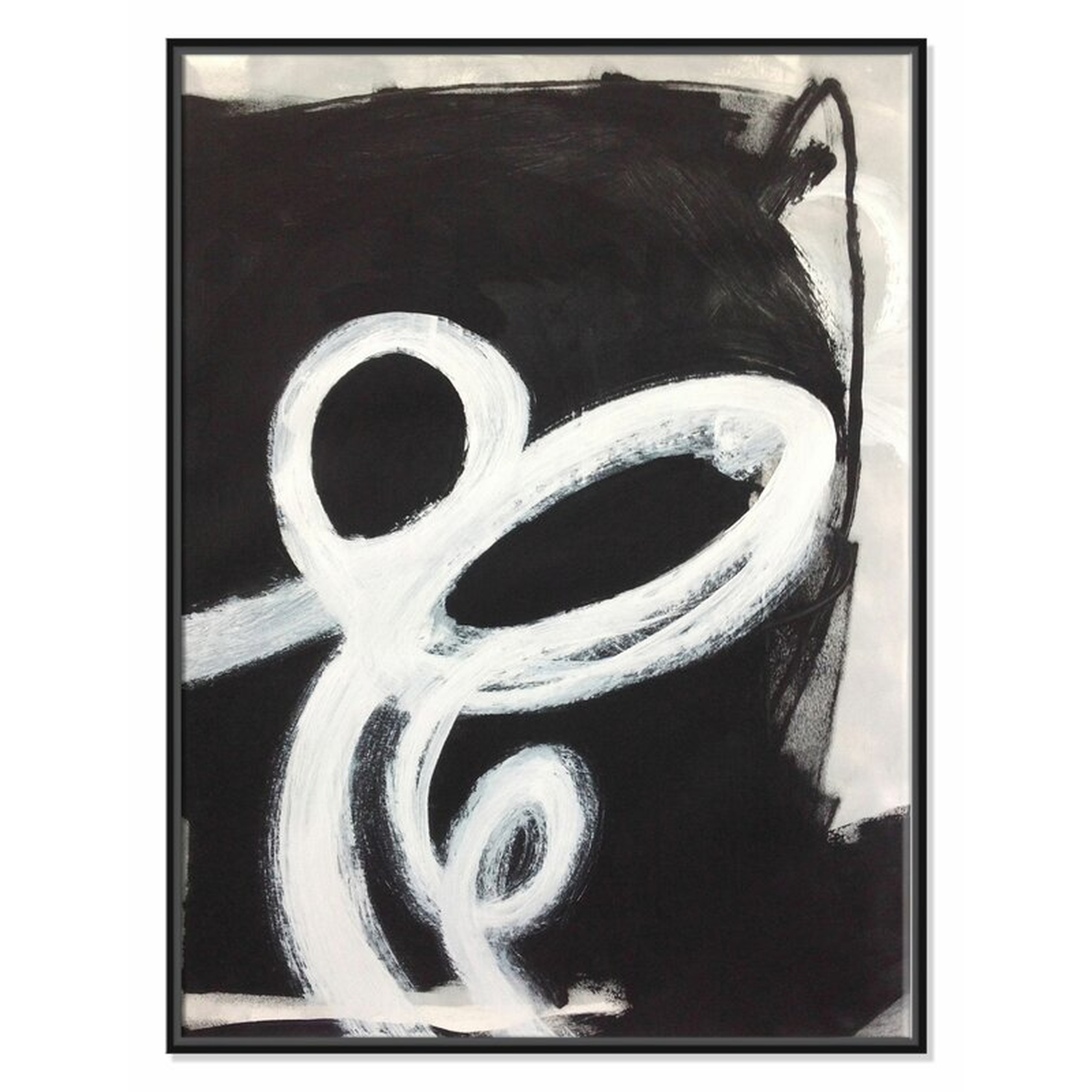 Casa Fine Arts 'White Swirly Swirls 2' - Floater Frame Painting on Canvas Frame Color: Black Framed, Size: 61" H x 41" W x 2" D - Perigold
