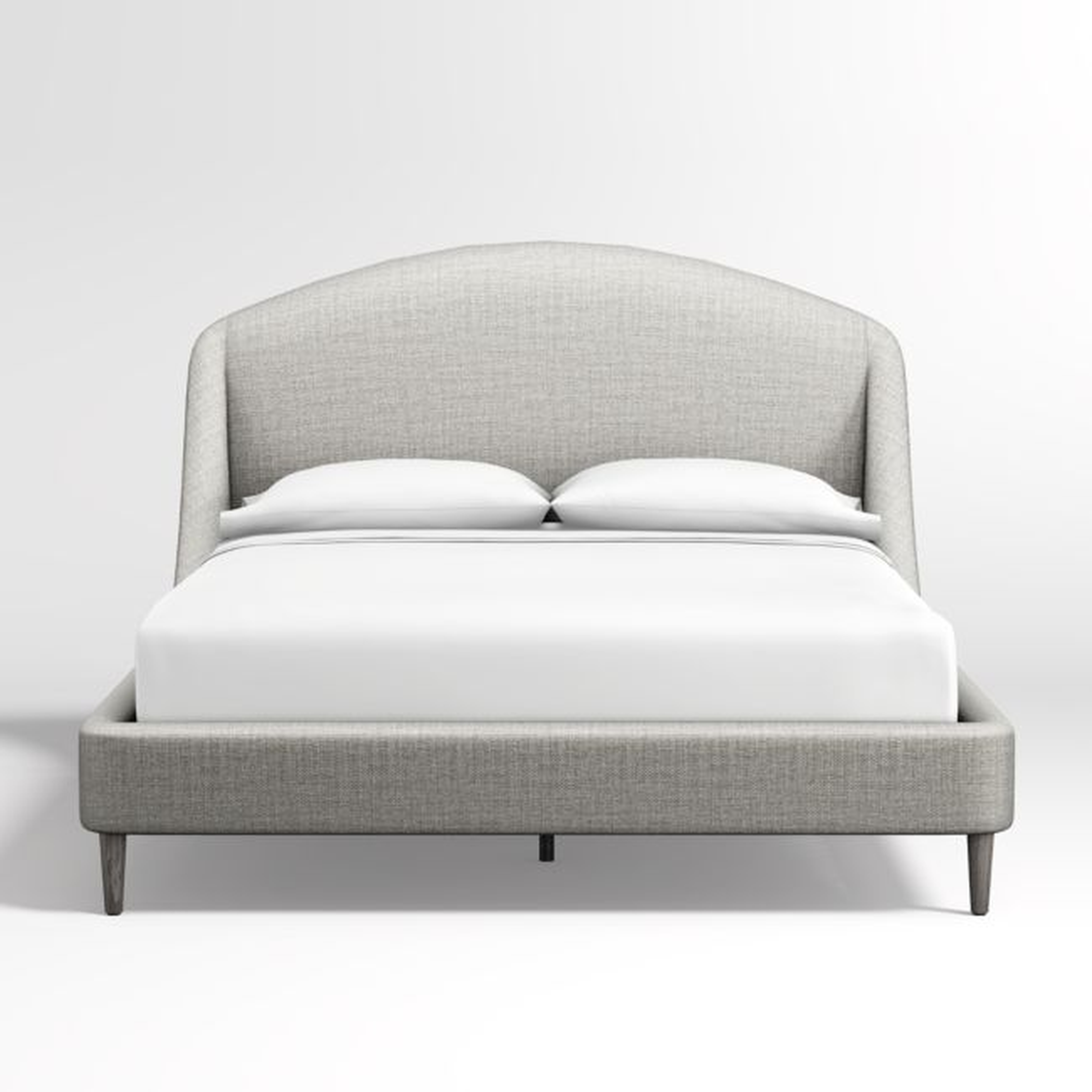 Lafayette Mist Grey Upholstered Queen Bed without Footboard - Crate and Barrel