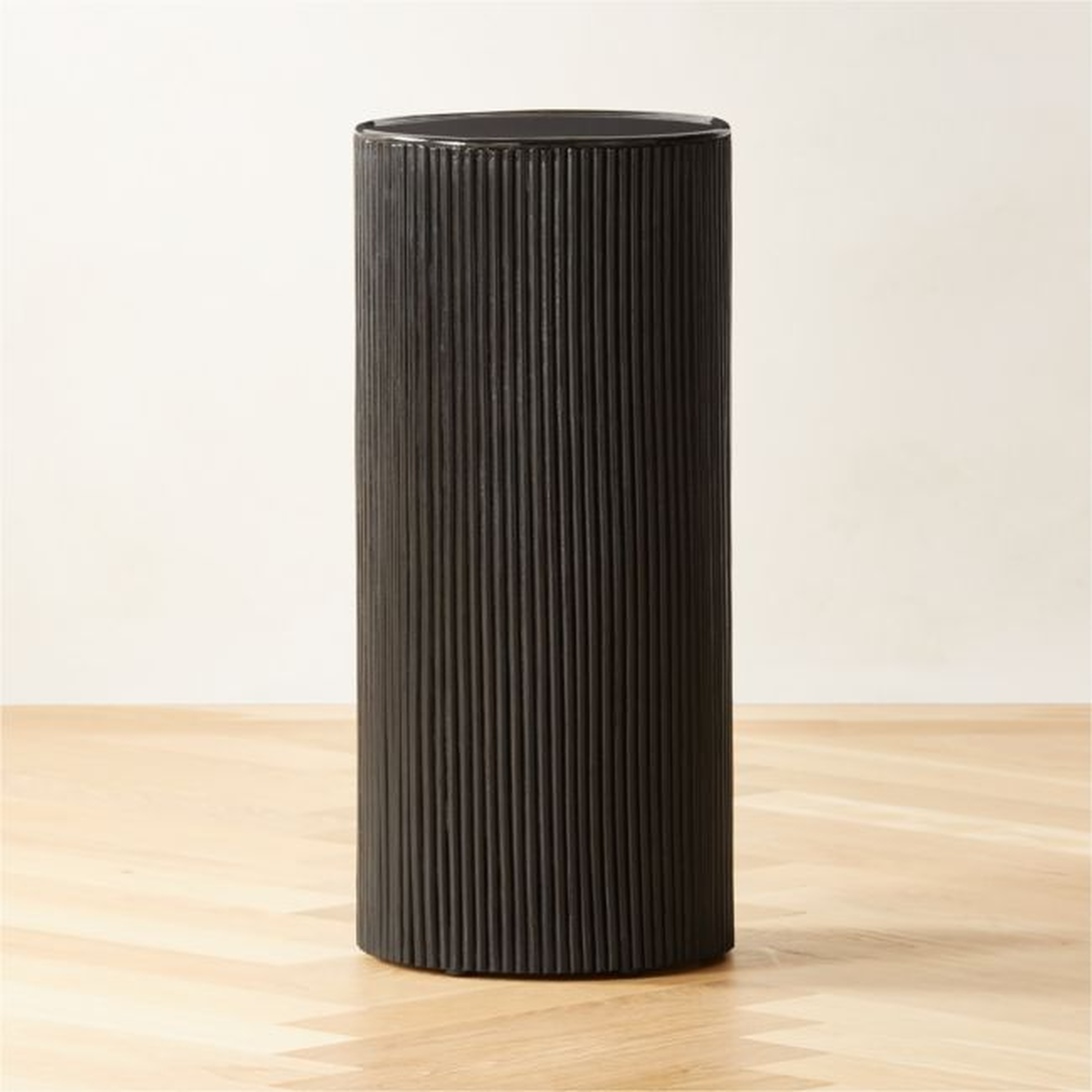 Giro Small Black Rattan Pedestal Table - CB2