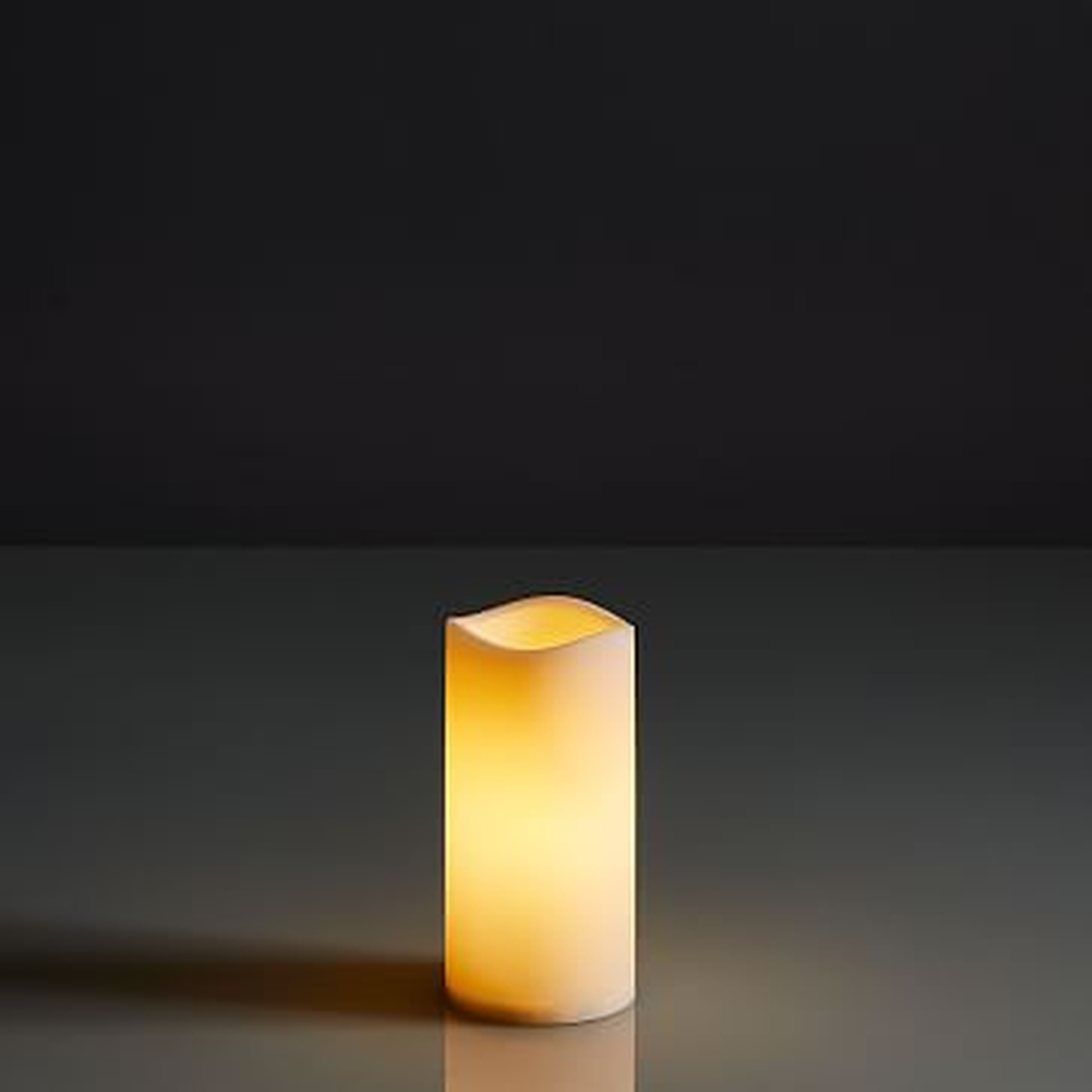 Indoor/Outdoor Flickering Flameless Pillar Candle, 3"x6", Ivory - West Elm