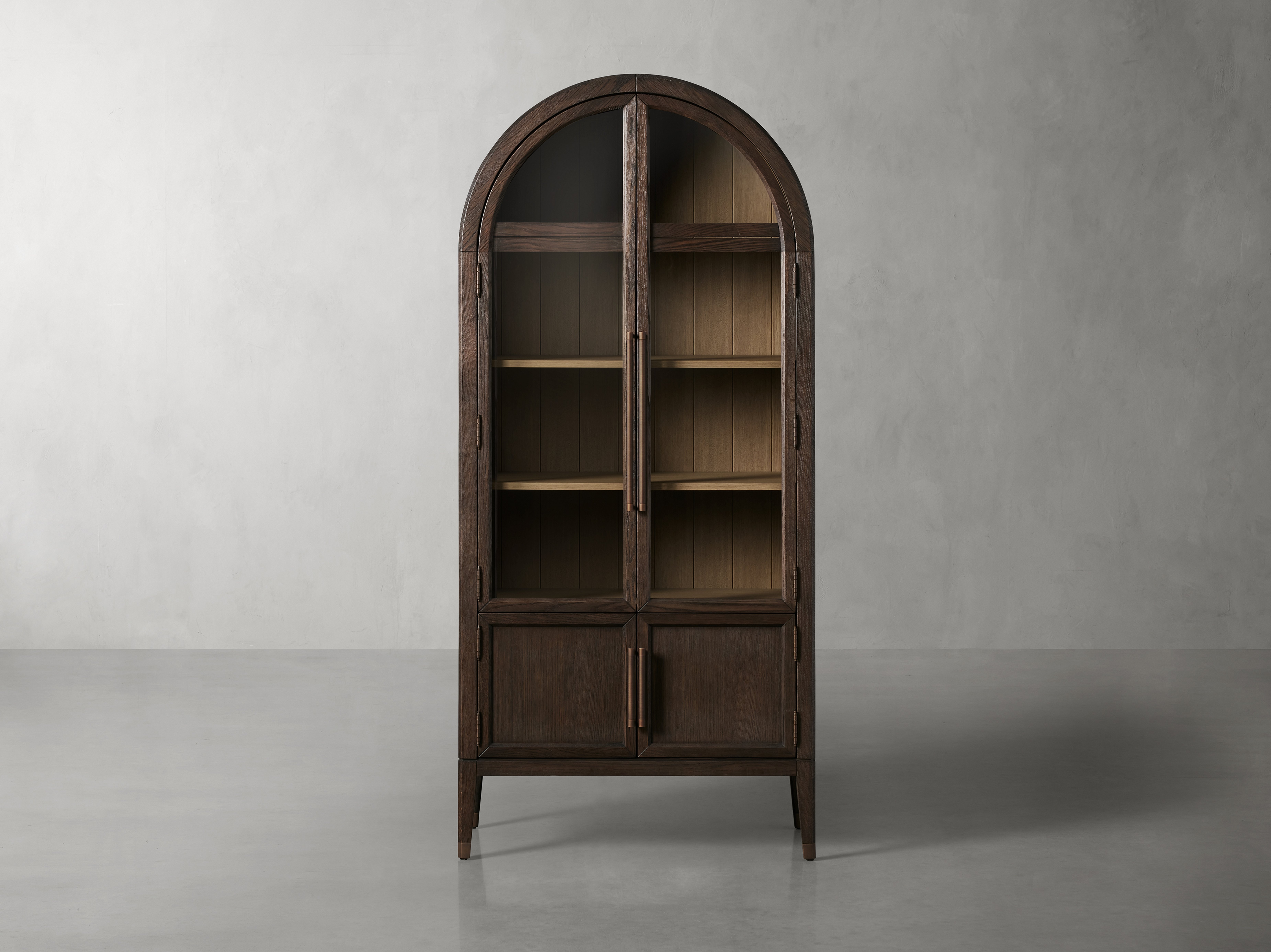 Hattie Glass Cabinet in Wood 36" Brown  Bahasa  - Arhaus