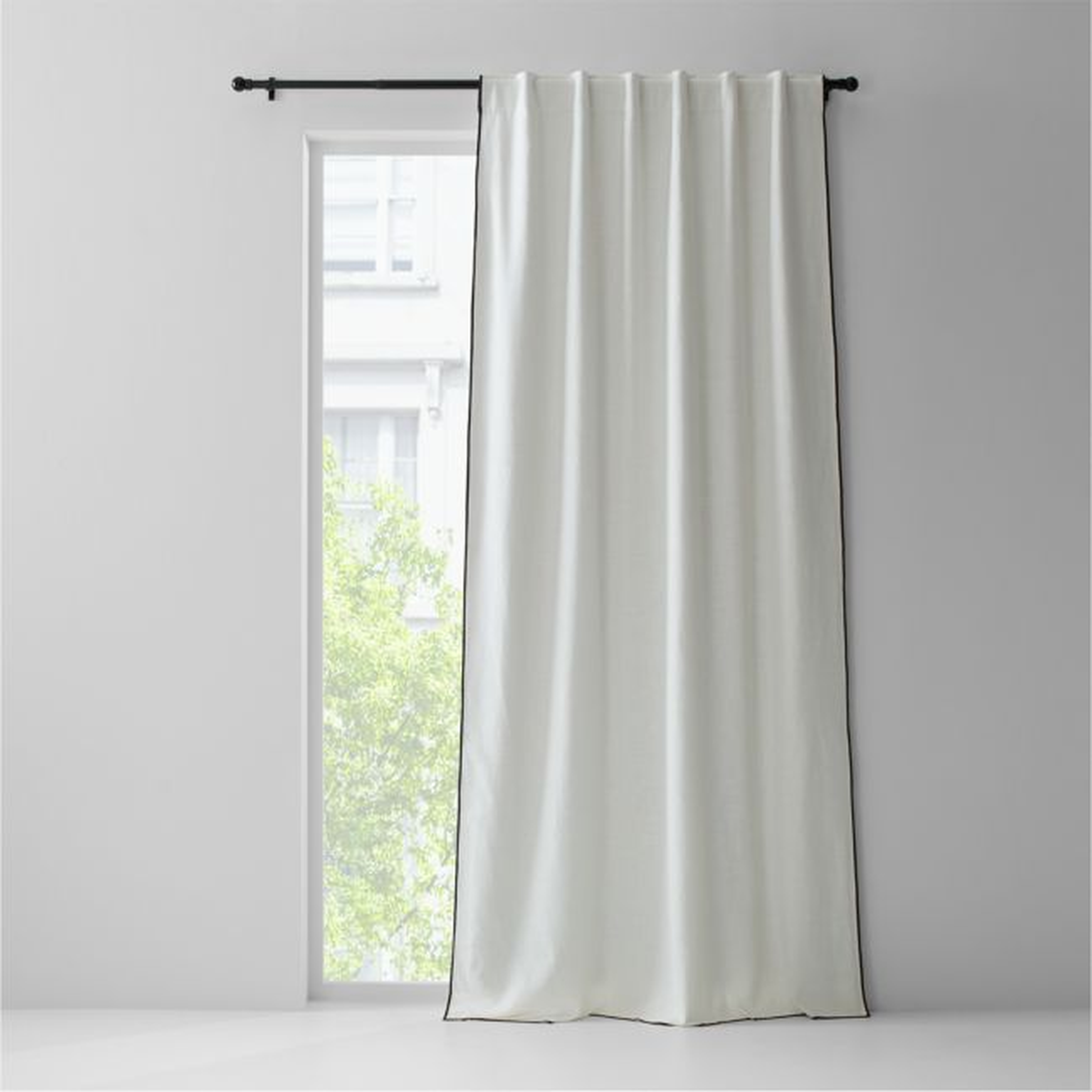 Crisp White Merrow Stitch Organic Cotton Blackout Window Curtain Panel 52"x108" - Crate and Barrel
