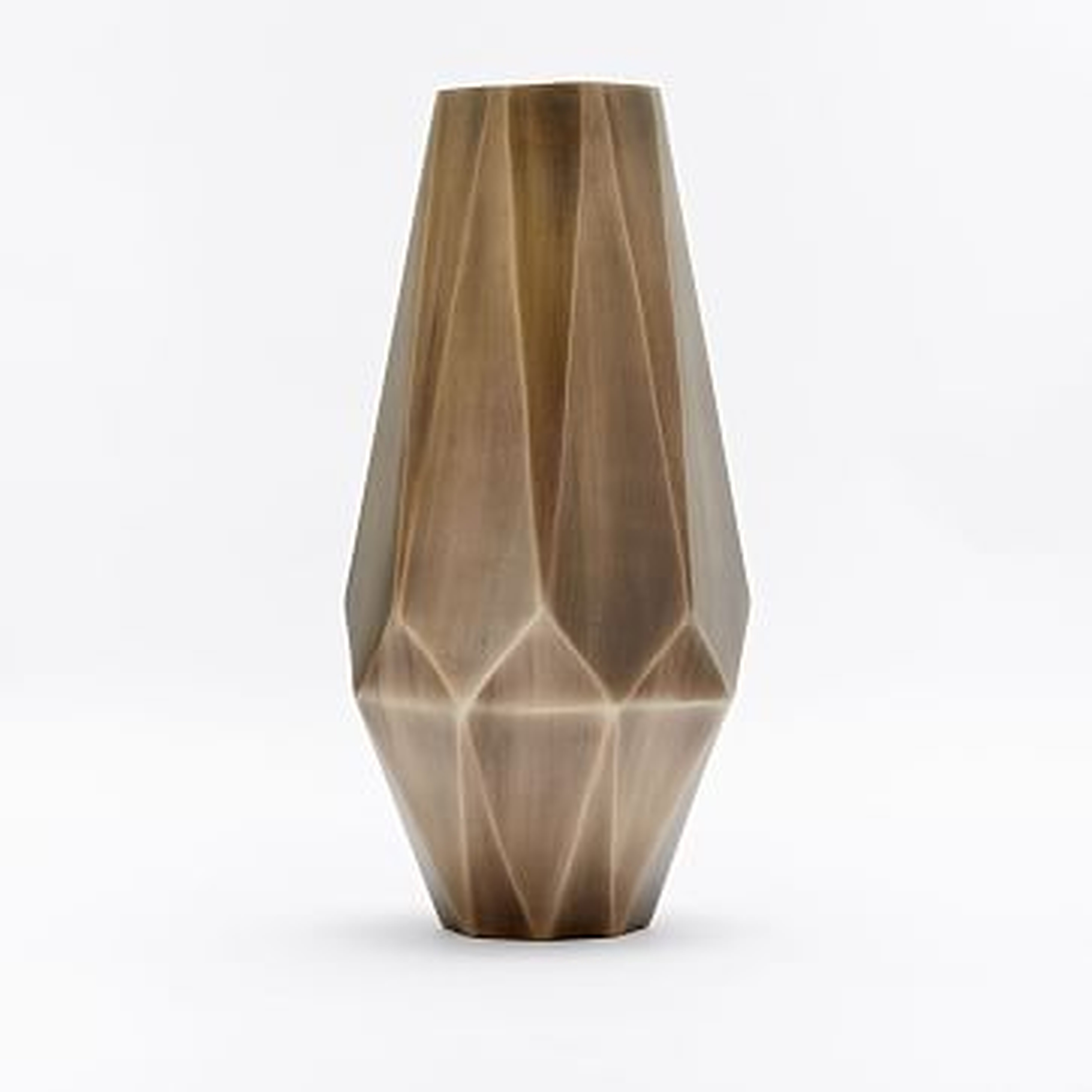 Faceted Deco Metal Vase, Antique Brass, Extra Tall - West Elm