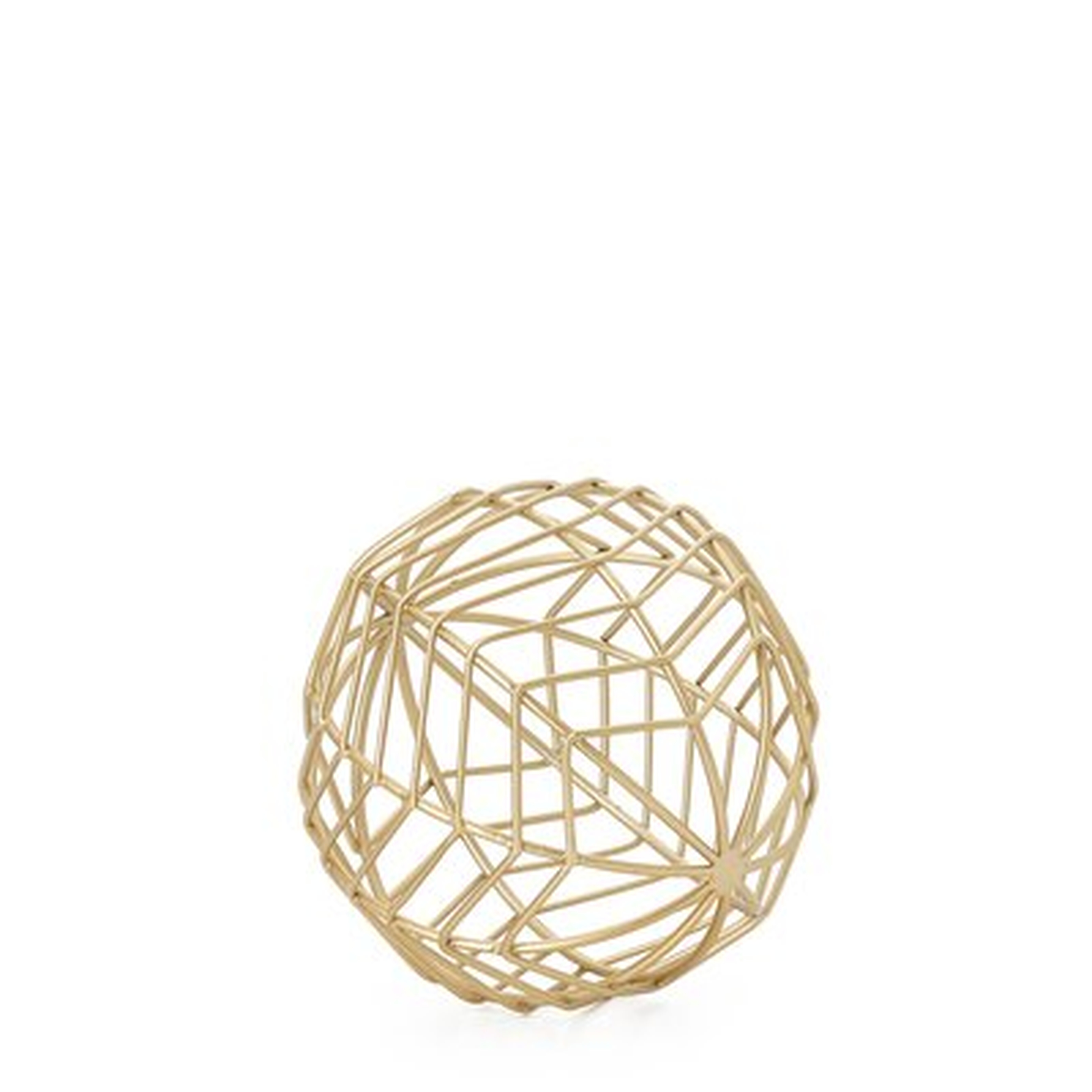 Tabletop Wire Frame Chevron Pattern Decorative Ball, Medium, Gold - Wayfair